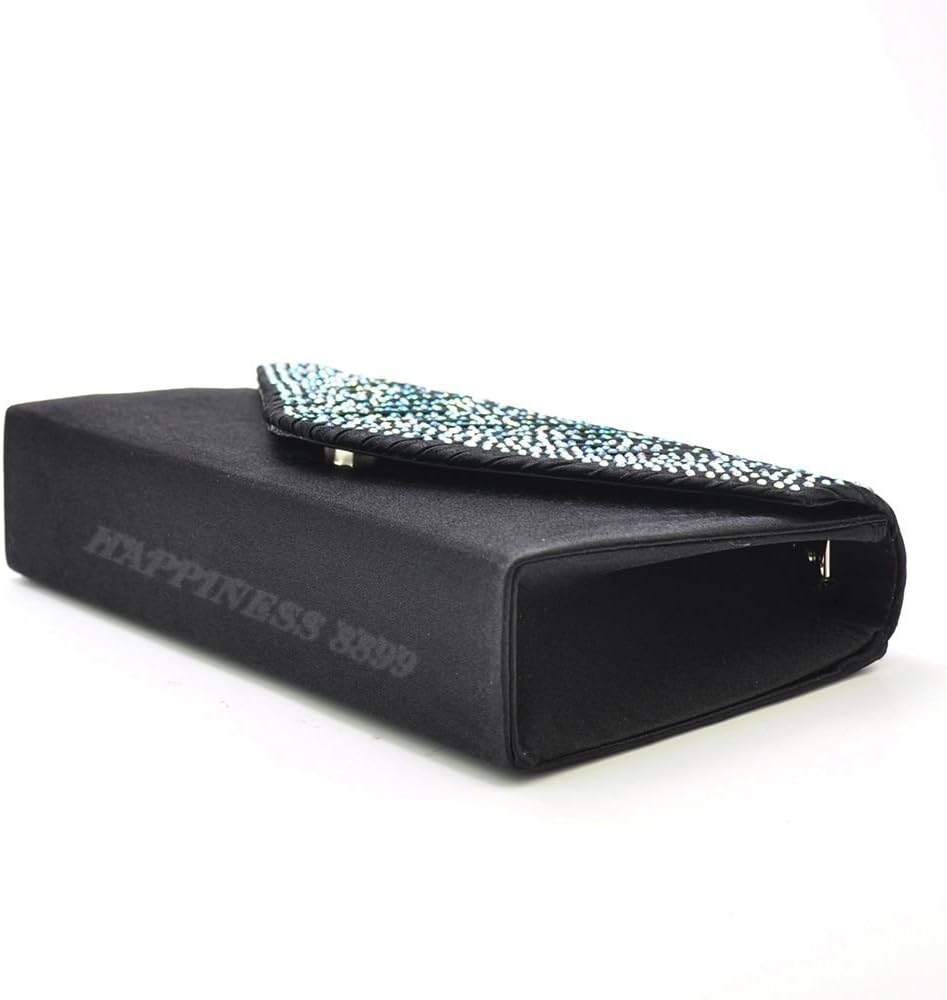 Thumbnail 4 de Wocharm Satin Diamante Clutch Bag – Elegant Evening Envelope Handbag