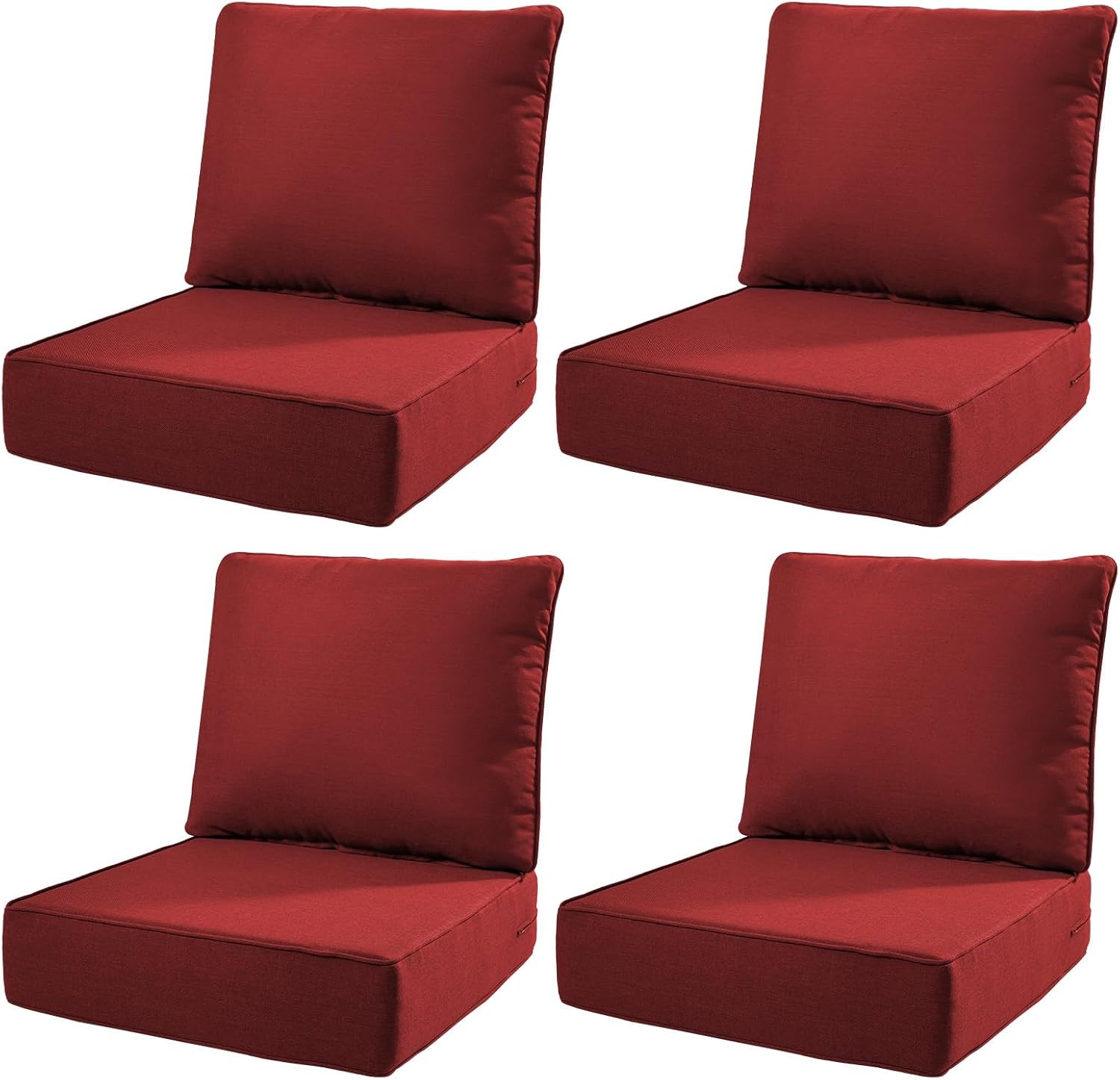 Pugire PGZBDJH01 Outdoor Patio Cushions, 22 x 24 x 6-Inch, Red, 4-Piece Set