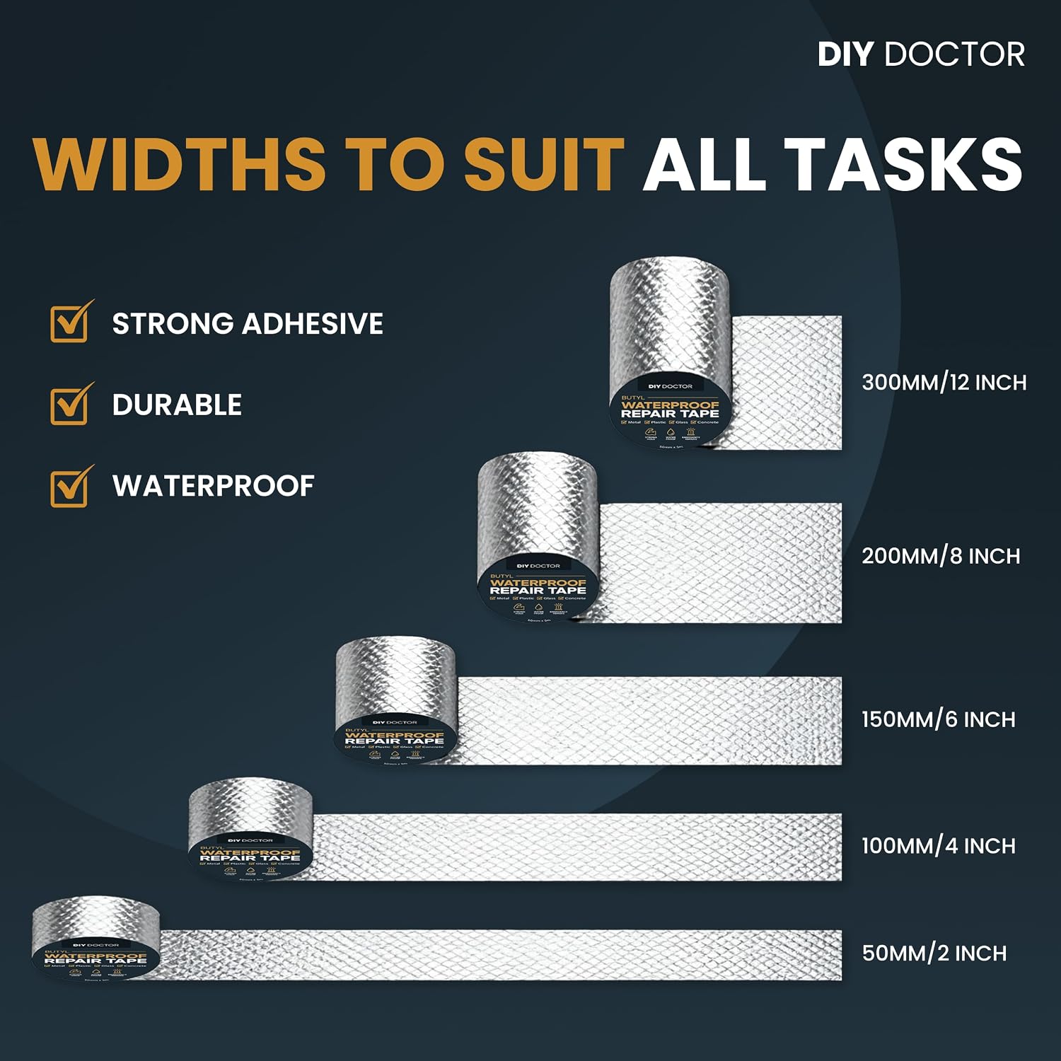 Detalle 2 de DIY Doctor Waterproof Tape 50mm x 5m roof sealant tape