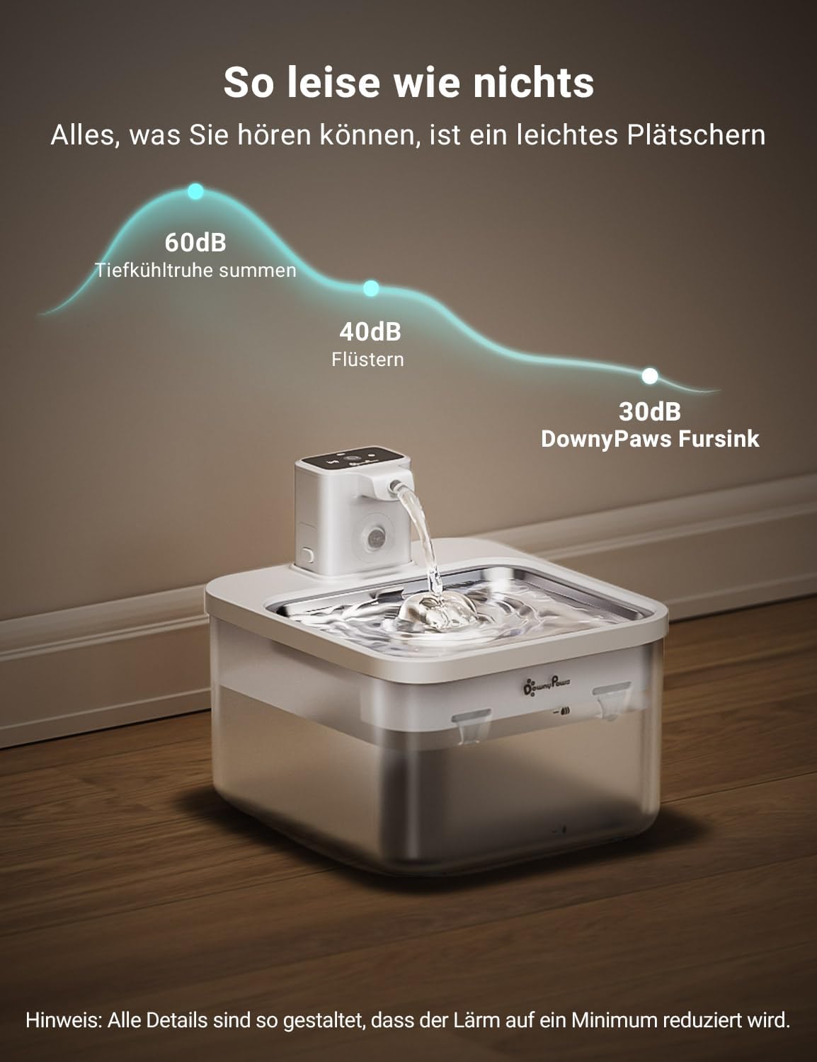 Thumbnail 6 de DownyPaws Katzenbrunnen Kabellos 2,5L – Bewegungsmelder, Edelstahl, 4.000 mAh