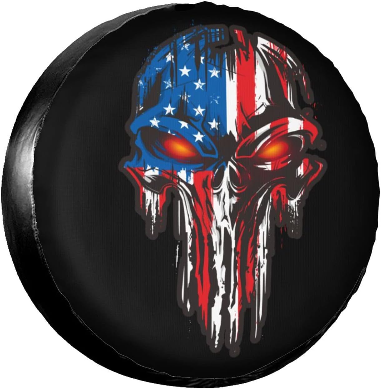 Detalle de American Flag Skull Spare Tire Cover, 14-inch