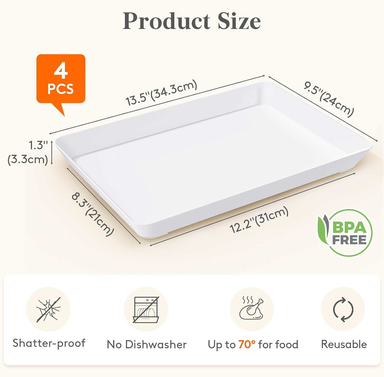 Detalle 2 de Lifewit Serving Tray 13.5×9.5" 🍽