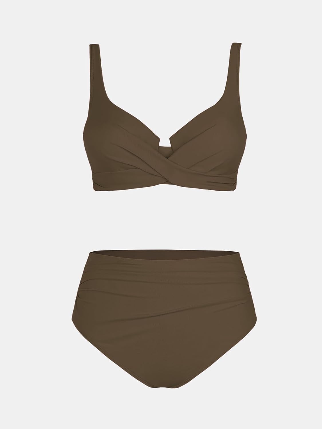 Detalle de CUPSHE Women's Bikini Sets: High Waisted, Underwired Two-Piece Swimsuit with Ruched Bottom and Adjustable Straps