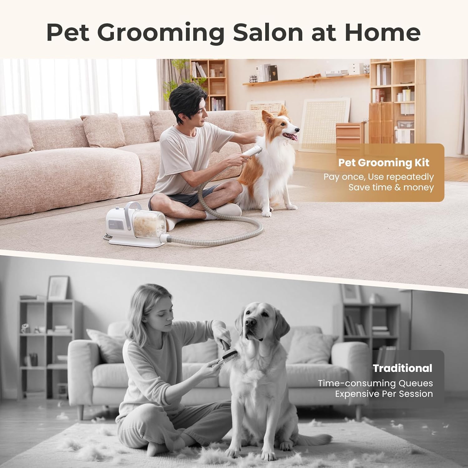 Detalle 2 de Pecute 2-in-1 Staubsauger & Haartrockner Blower für Hunde & Katzen – All-in-One Haustierpflege