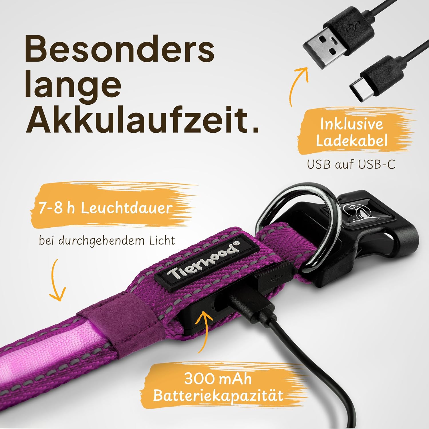 Thumbnail 5 de Tierhood Leuchthalsband Größe S