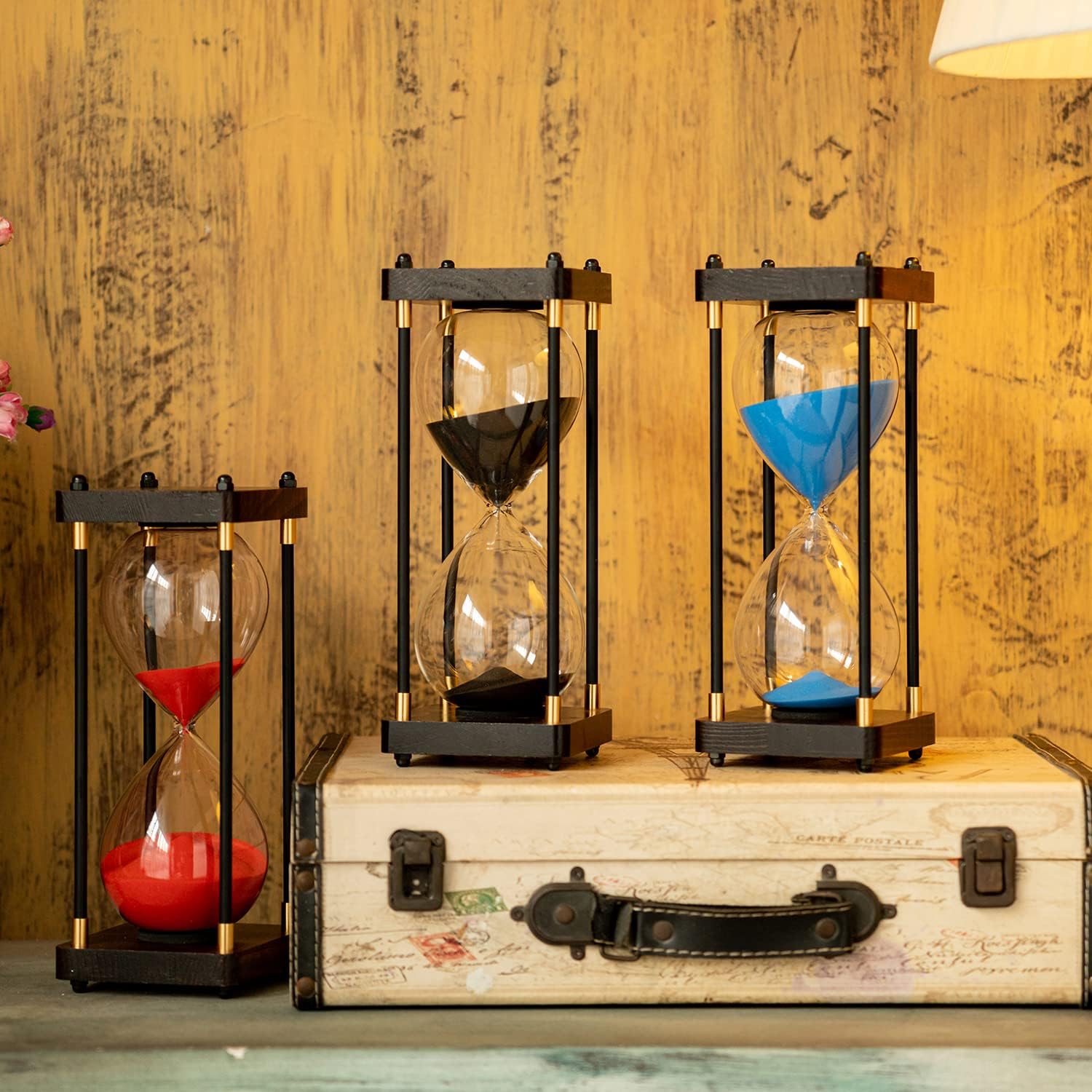 Thumbnail 4 de Große Sanduhr 60 Minuten – Vintage-Holz-Sanduhr-Timer in Blau von Lmzxmcy