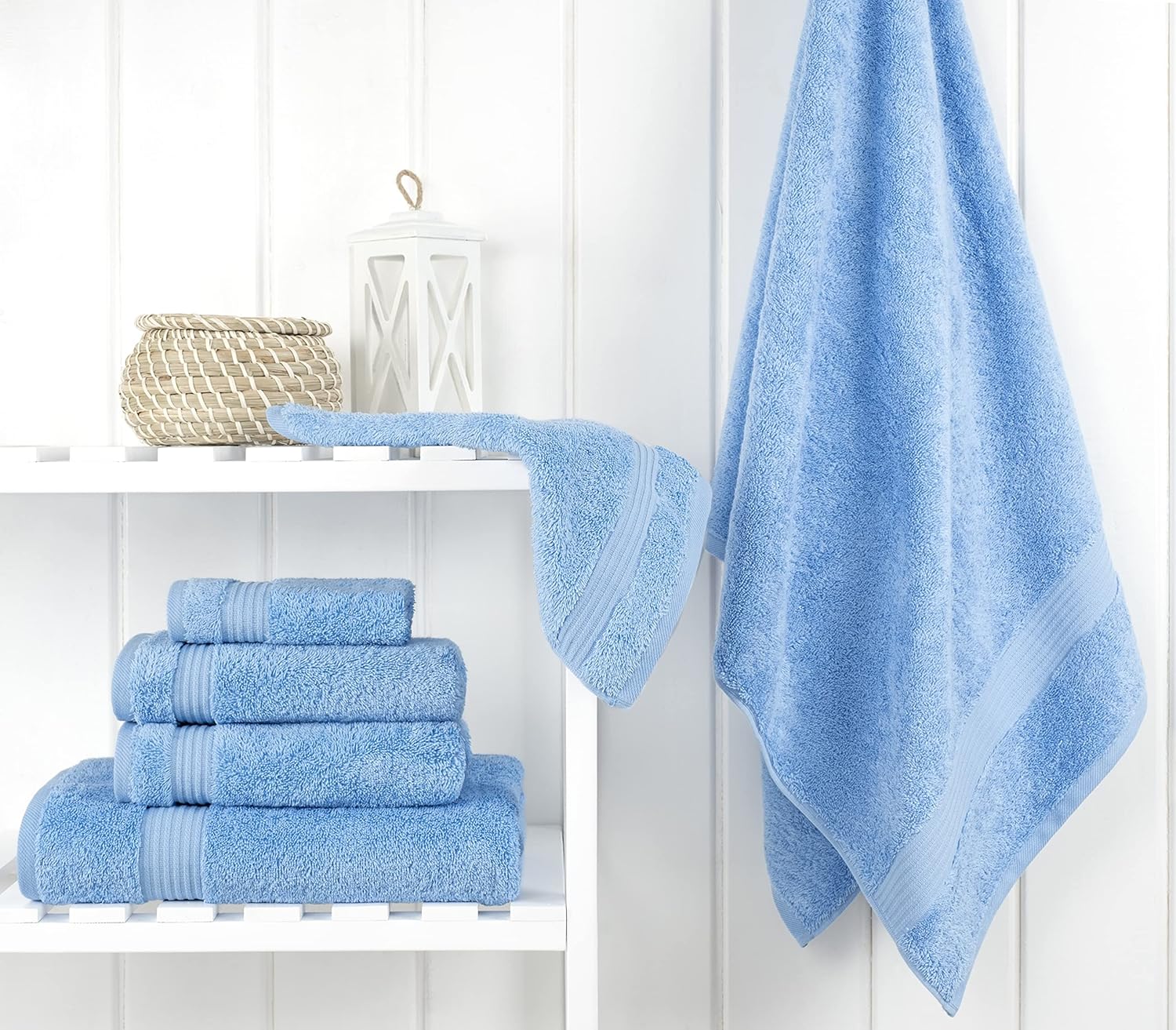 Detalle de Cotton Paradise 6 Piece Turkish Towel Set — 100% Cotton, Soft, Absorbent Bath Towels in Sky Blue