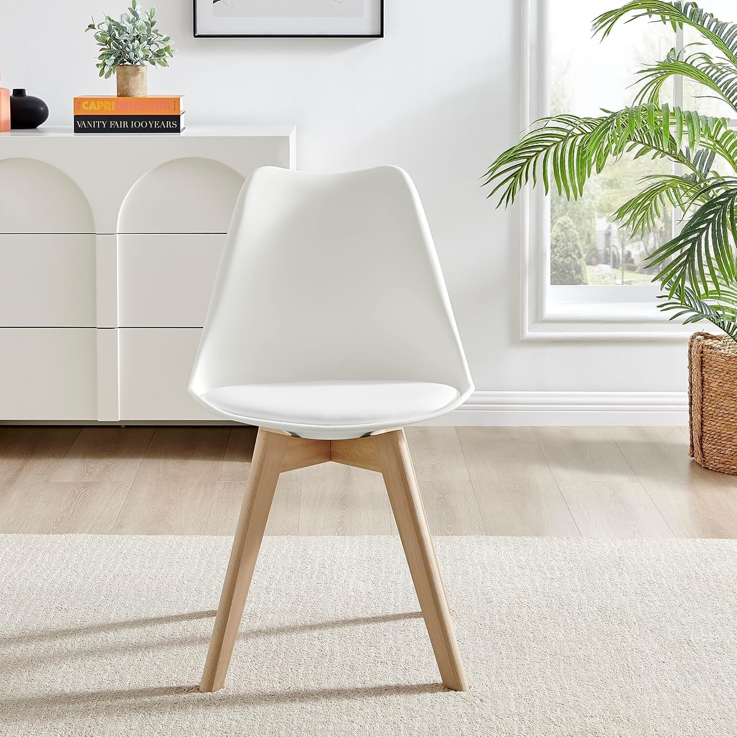 Thumbnail 3 de P&N Homewares Rectangular Dining Room Table Set for 4: Modern Scandinavian Style with PU-Padded Chairs