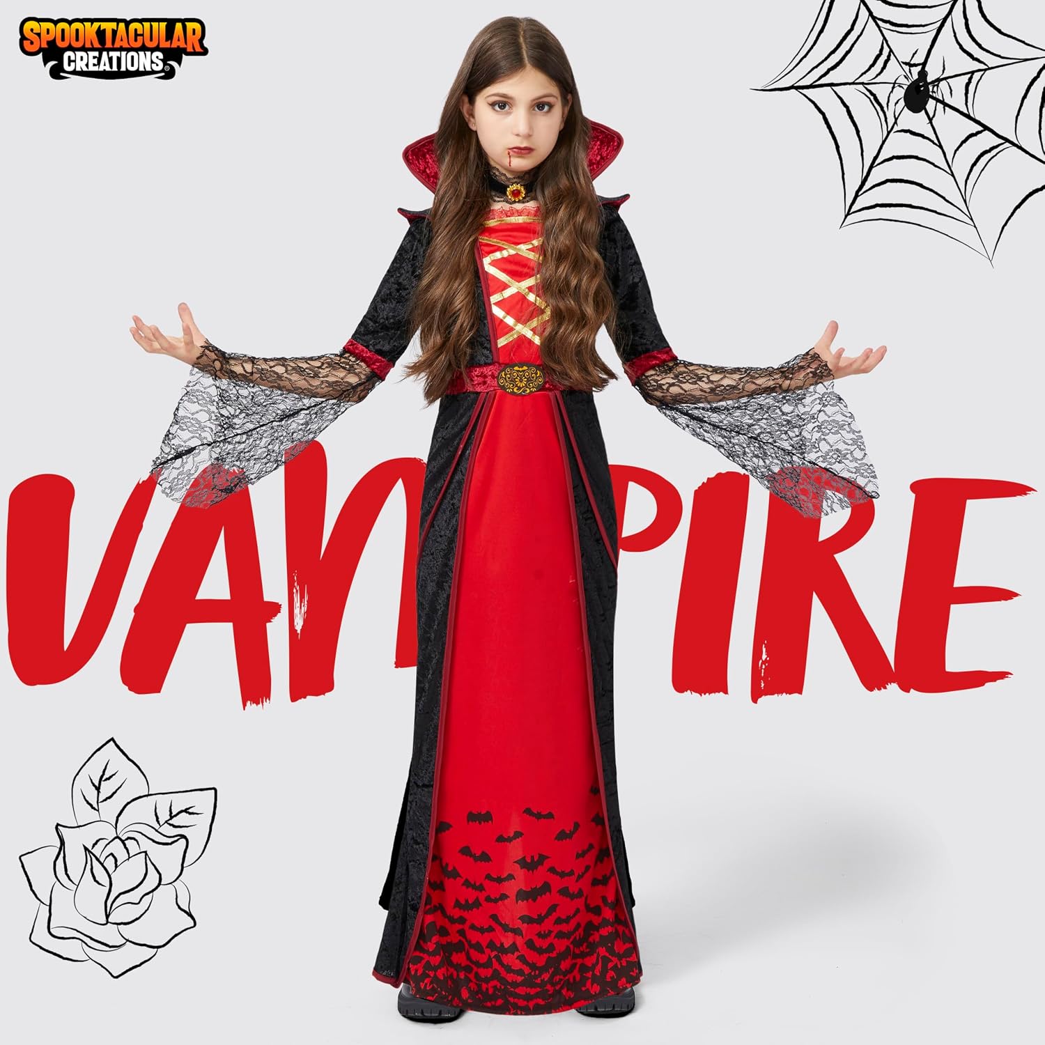 Detalle 2 de Spooktacular Creations Royal Vampir Kostüm XL (12–14) 🧛♀