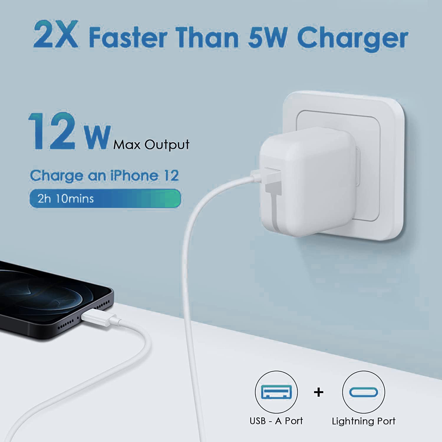 Detalle 2 de Apple iPad Charger 12W with 6.6ft Lightning cable