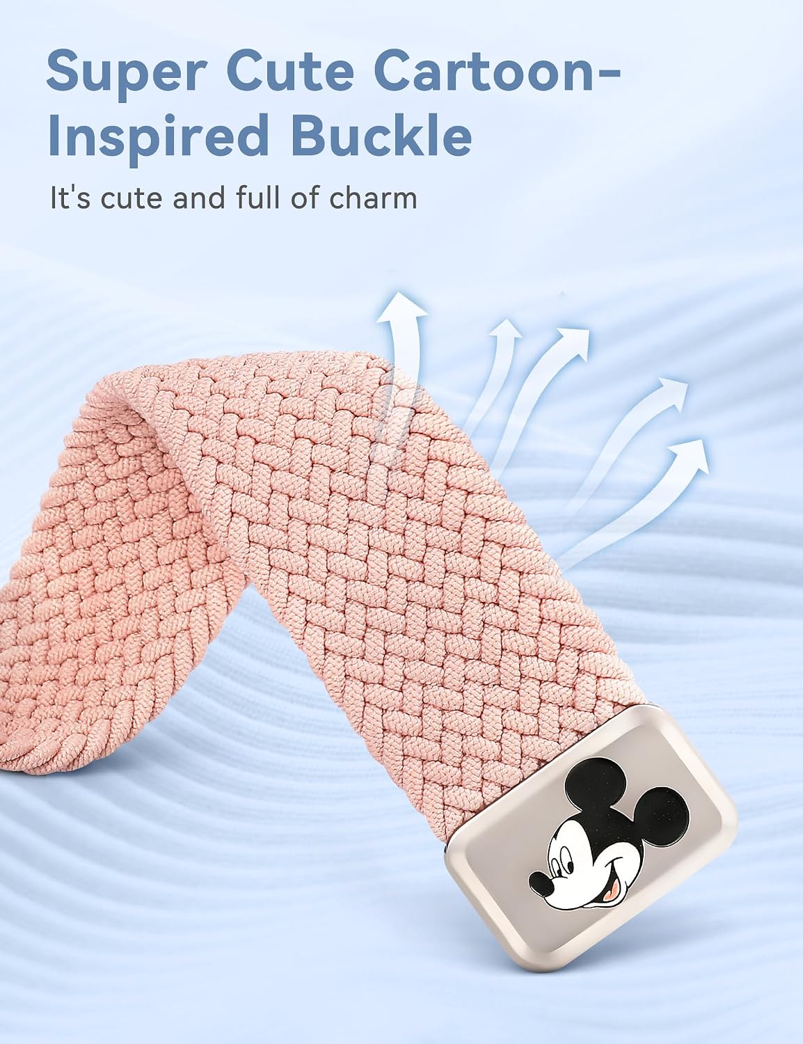 Detalle de Girovo Braided Cartoon Clasp Apple Watch Band, Stretch Nylon, Magnetic Closure