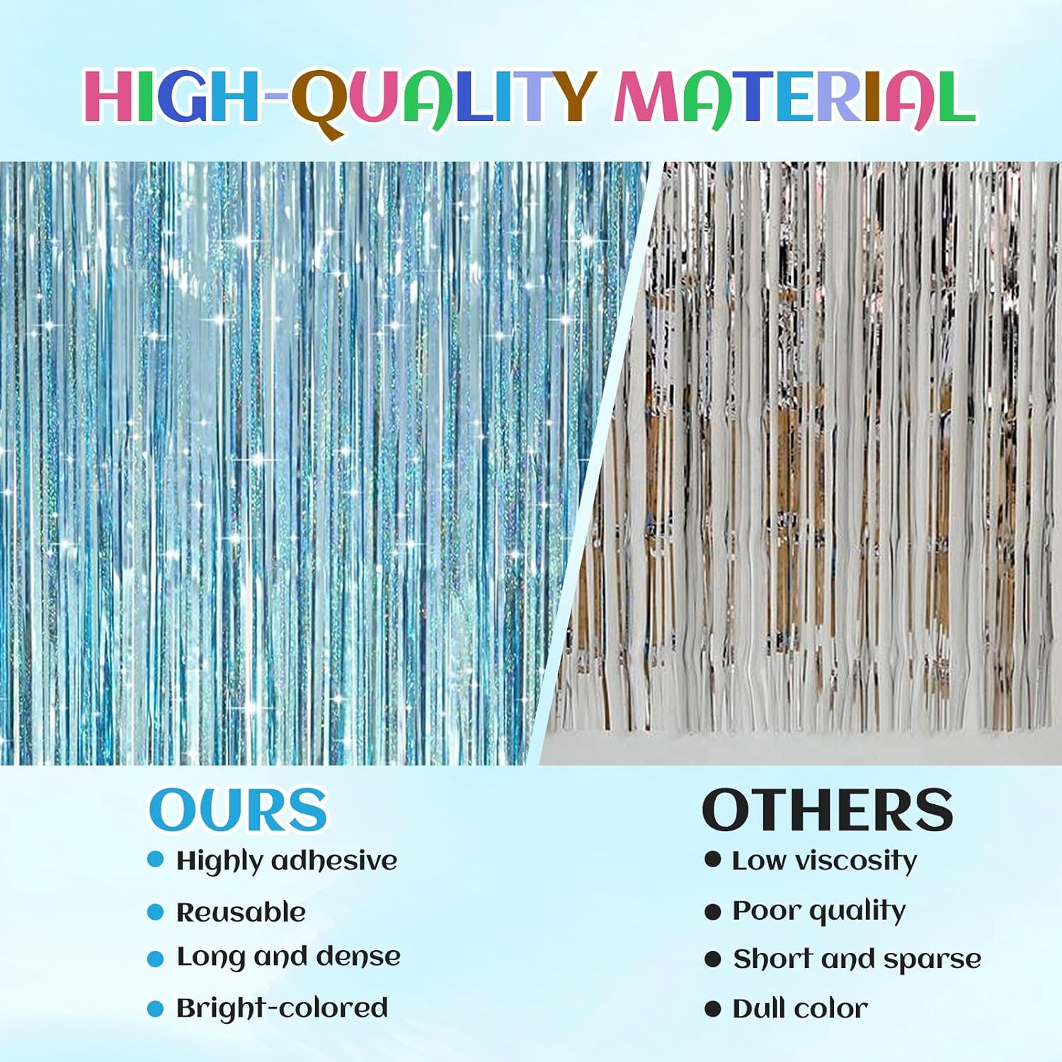 Thumbnail 3 de 2 Pack Party Backdrop Curtains – Glitter LightBlue, 3.2ft x 6.5ft