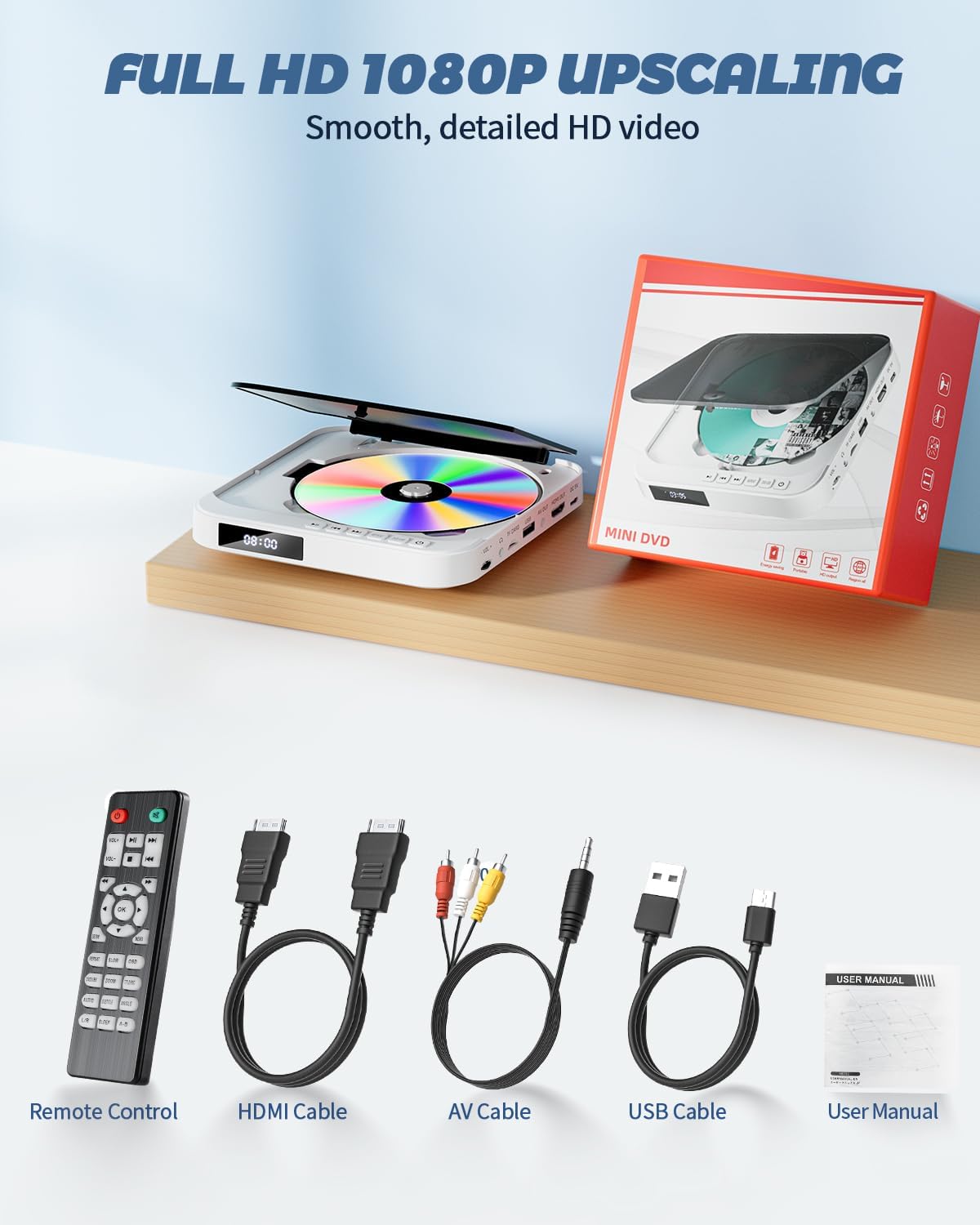 Thumbnail 3 de DESOBRY Mini DVD Player with HDMI (1080P upscaling) – All Region Free compact disc player