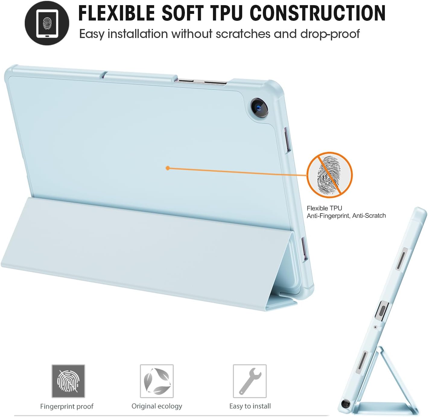 Detalle 2 de ProCase Hülle für Galaxy Tab A11 Plus 2025 – 11'' Blau, TPU Schutzhülle mit Schlaf/Wake-Funktion