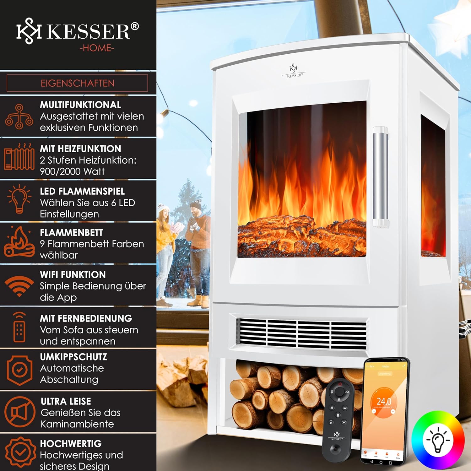 Thumbnail 1 de KESSER Elektrokamin Panorama 900/1800W