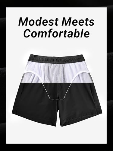 Detalle de Arcweg Bañadores cortos para hombres con malla, bolsillos con cremallera y secado rápido – Negro, talla L (EU)
