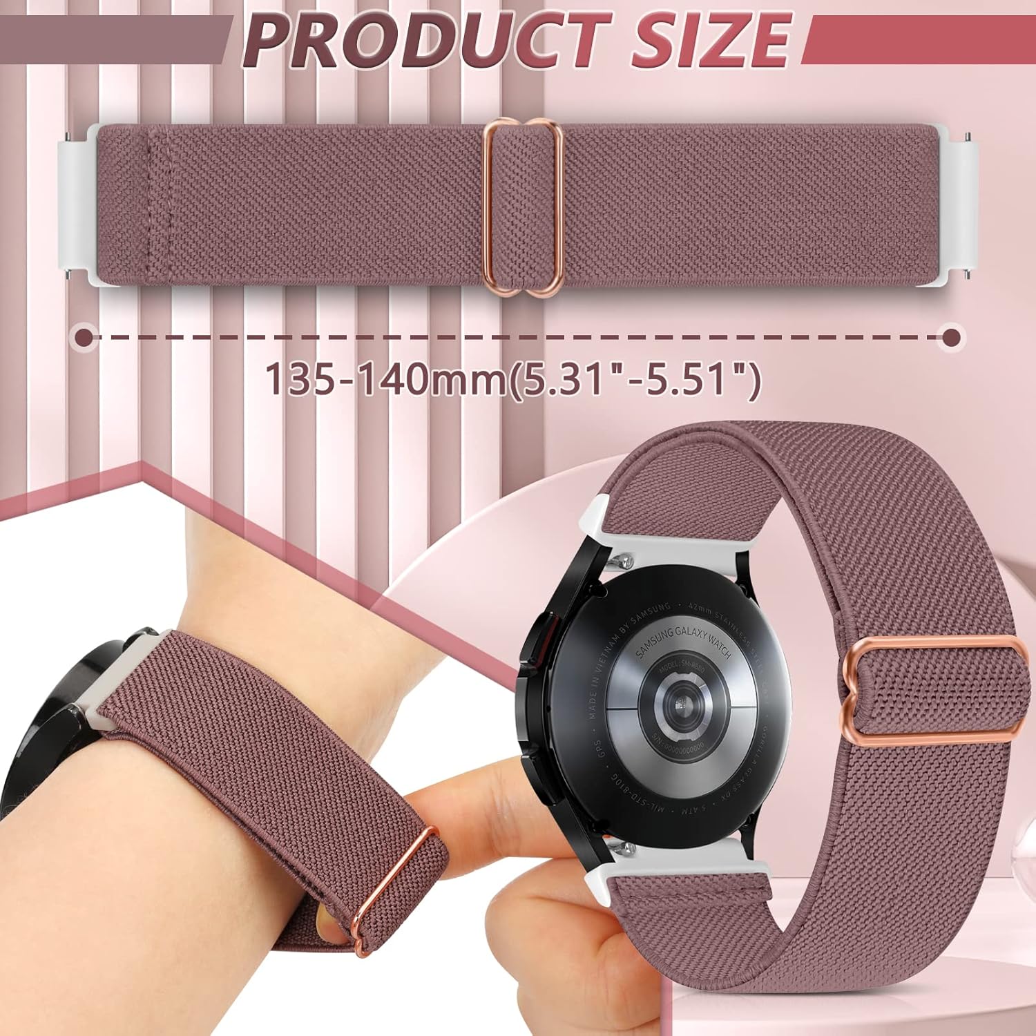 Detalle de Elastic Nylon Strap 4-Pack (18–22mm) with Quick Release – Breathable, Lightweight Watch Straps