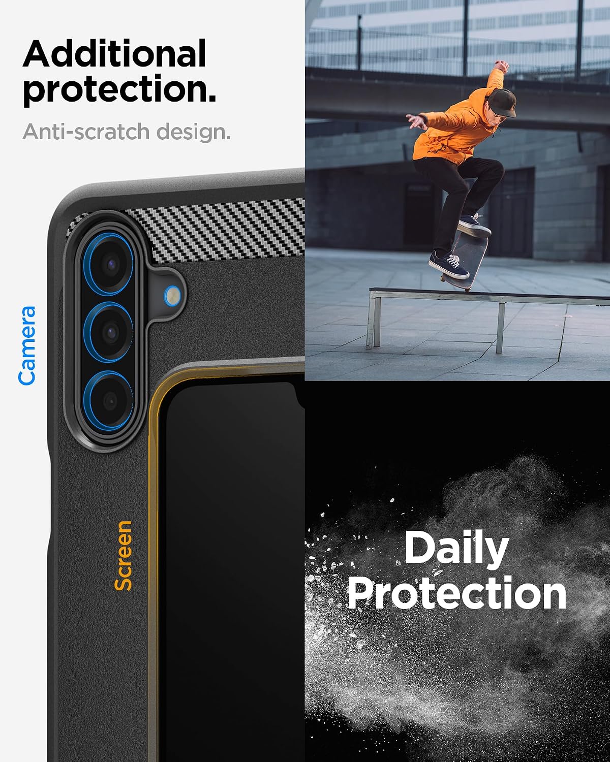 Detalle de Spigen Rugged Armor : coque compatible Samsung Galaxy A17 (LTE / 5G) en noir mat