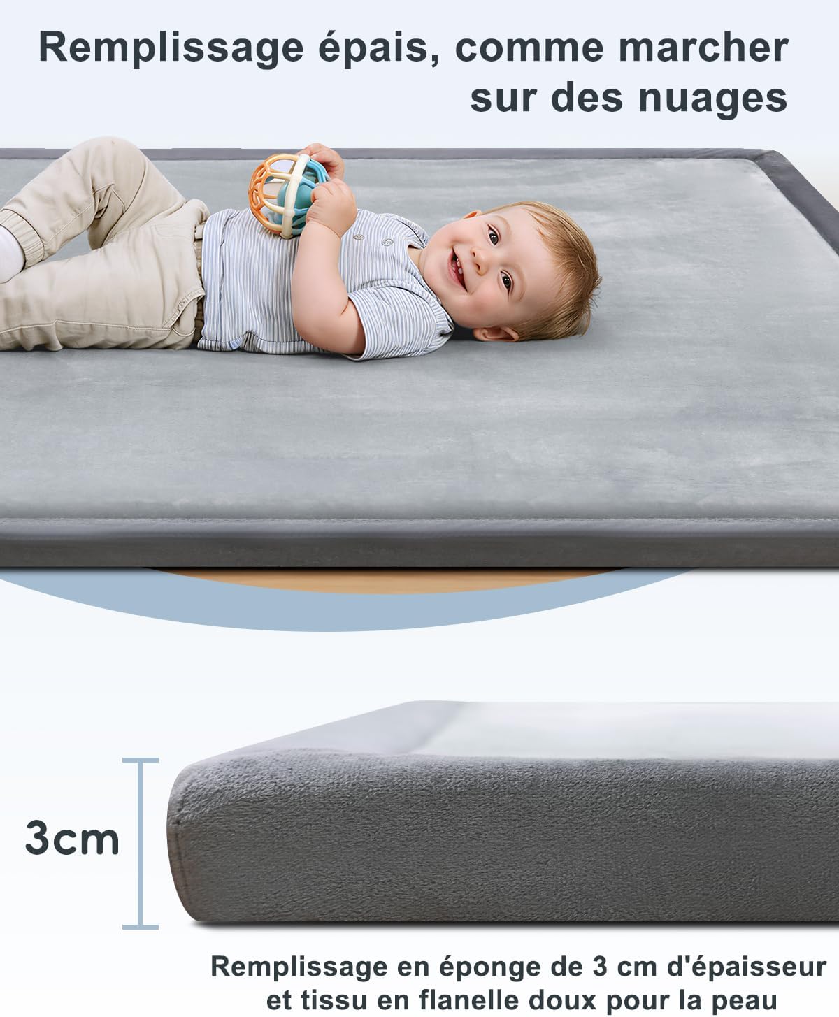 Thumbnail 2 de Favodormir Tappeto per Gattonamento 150x180x3 cm – Neonato, Grigio chiaro