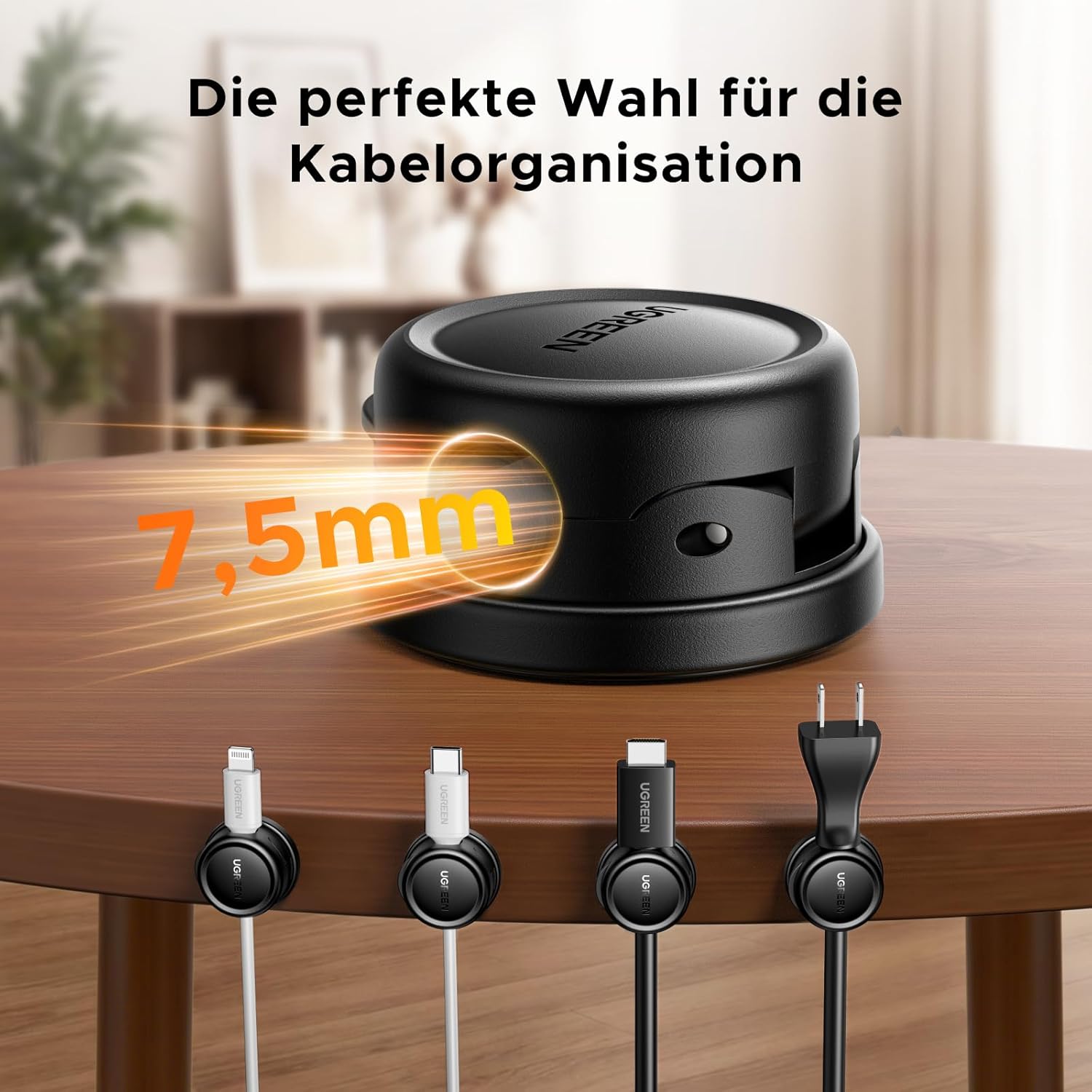 Thumbnail 6 de UGREEN 6er Set magnetische Kabelhalter (360° drehbar) mit Selbstklebung – Kabelclips für Kabel bis 7,5 mm