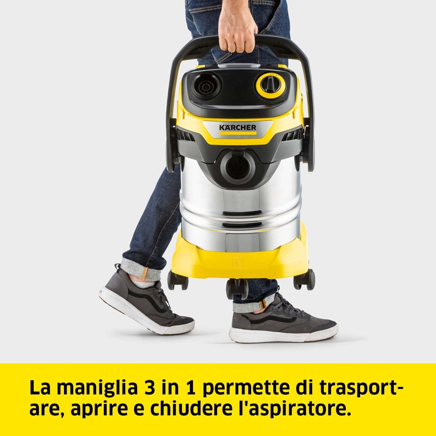 Thumbnail 3 de KÄRCHER WD 5 S - Aspiratore solido/liquido 25 l, 1200 W, contenitore in acciaio inox, 2,2 m tubo di aspirazione, funzione soffiante e pulizia filtro