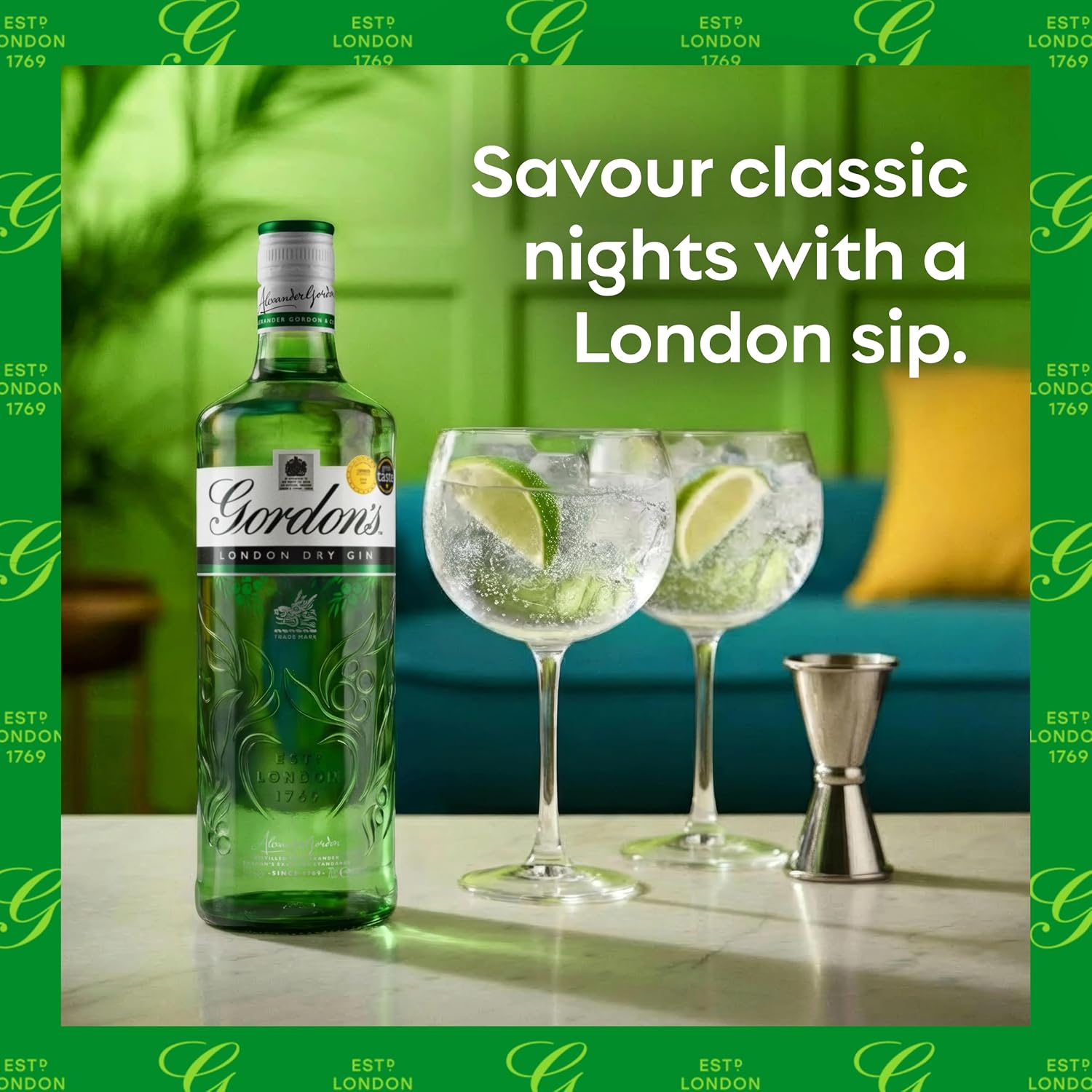 Detalle 2 de Gordon’s Special Dry London Gin | 1L, 37.5% vol – Triple-Distilled, Juniper-Dominant London Dry