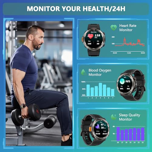 Detalle de Baolubao Reloj Inteligente para Hombre con Linterna, Brújula y Llamadas Bluetooth — 120+ Modos Deportivos, IP68