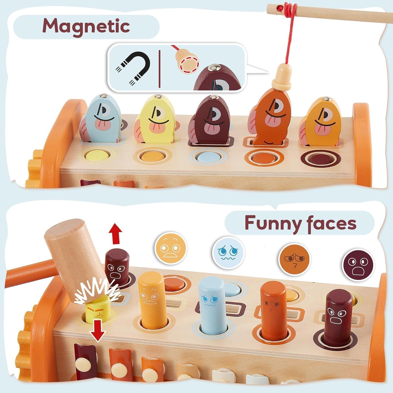 Thumbnail 2 de HYAKIDS 6-in-1 Montessori Wooden Hammer Bench for Toddlers