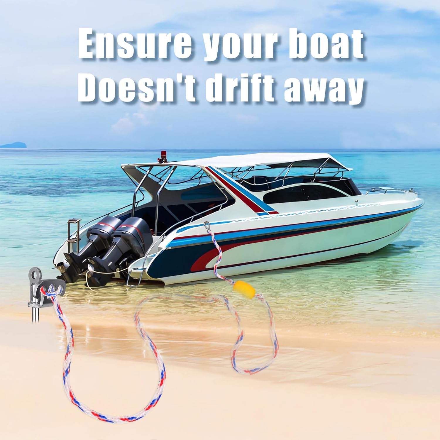 Detalle de BeneLabel Boat Anchor: Heavy Duty Screw-In Sand Anchor for Boats & Kayaks (43cm) with 975cm Rope