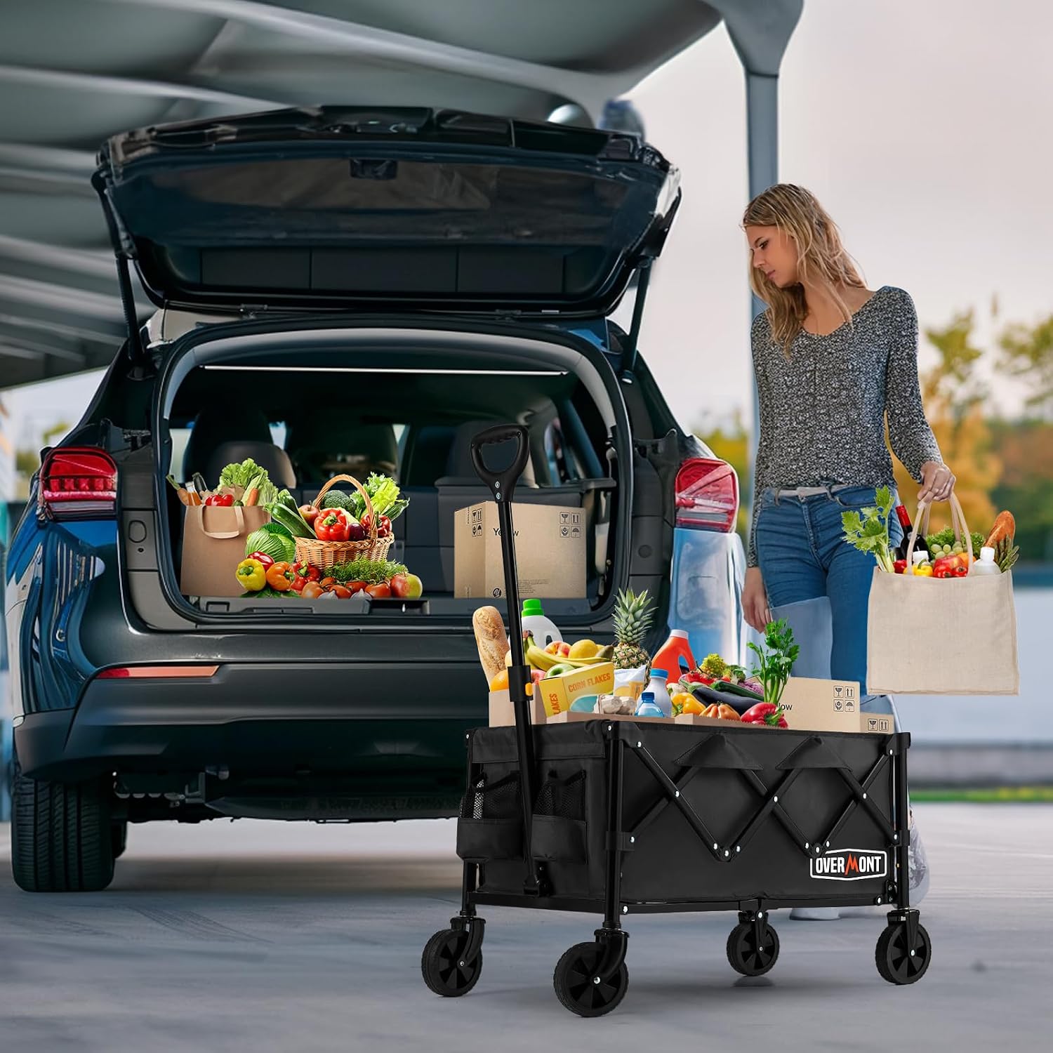 Thumbnail 6 de OVERMONT OS06036 Foldable Utility Wagon with Tailgate, 220 lb Capacity