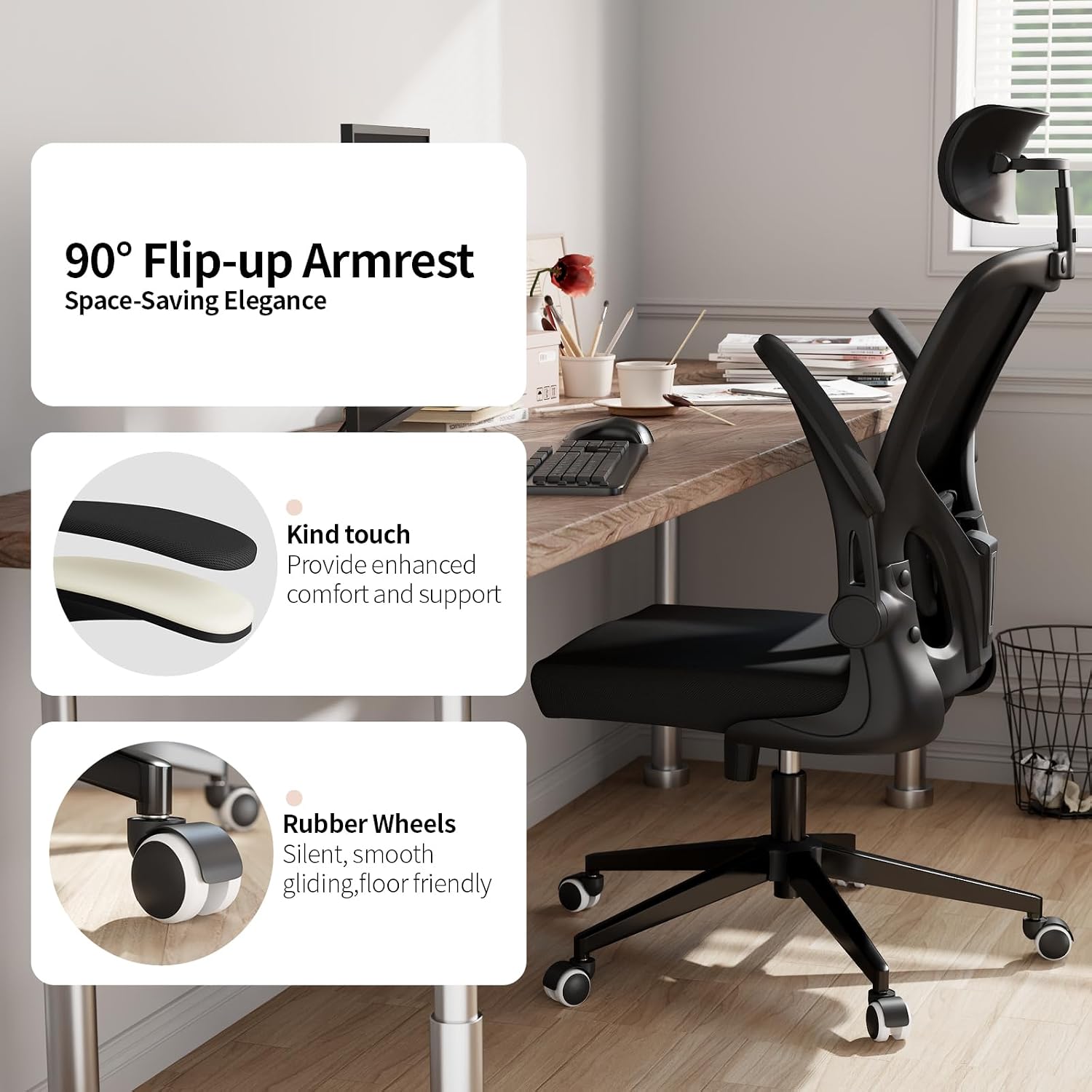 Detalle de Monhey Ergonomischer Bürostuhl mit Netz 120 kg