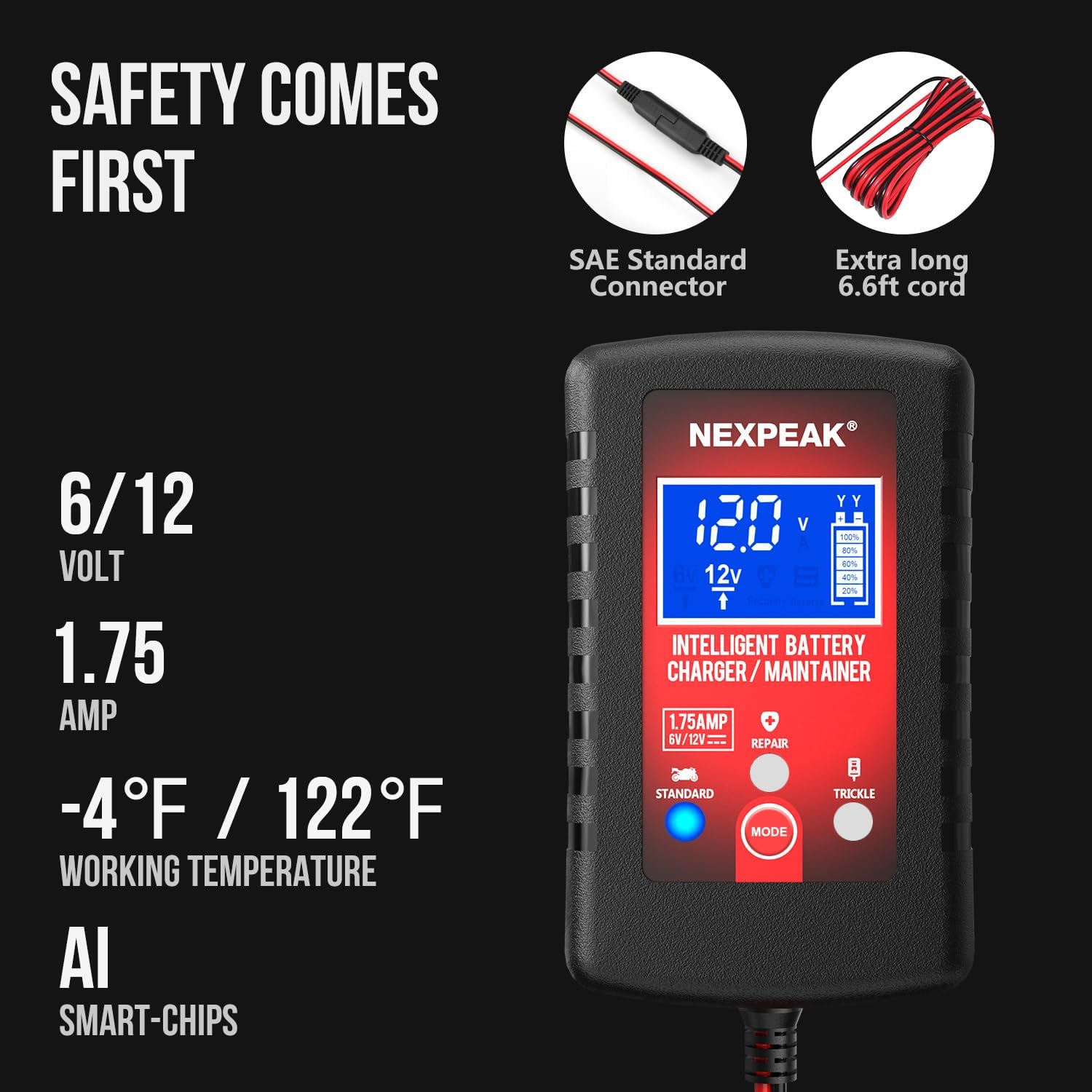 Thumbnail 4 de 1.75-Amp Smart Car Battery Charger 6V/12V