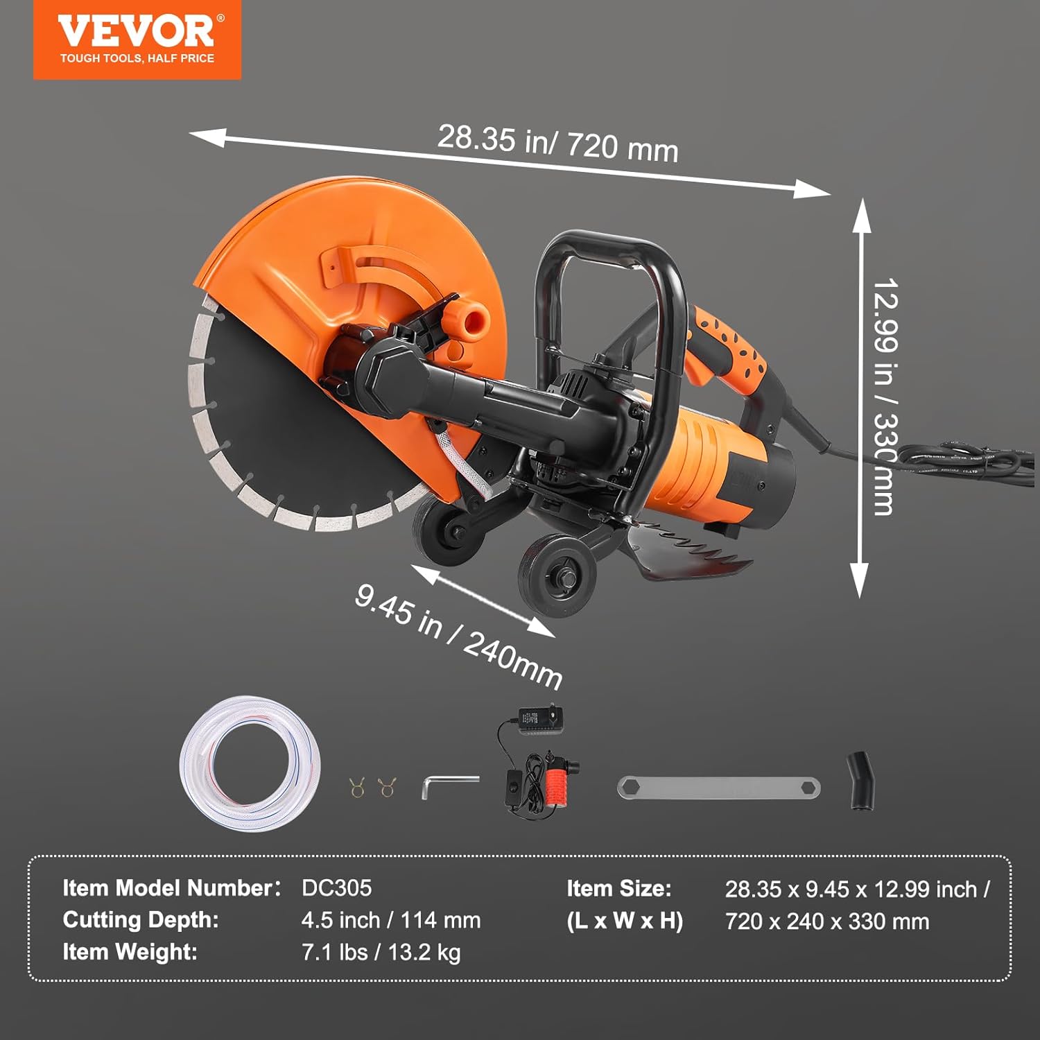 Thumbnail 6 de VEVOR Elektrische Betonsäge 305 mm – Hochleistungs-Kreissäge mit 2800 W, Nass-/Trocken-Schnitt