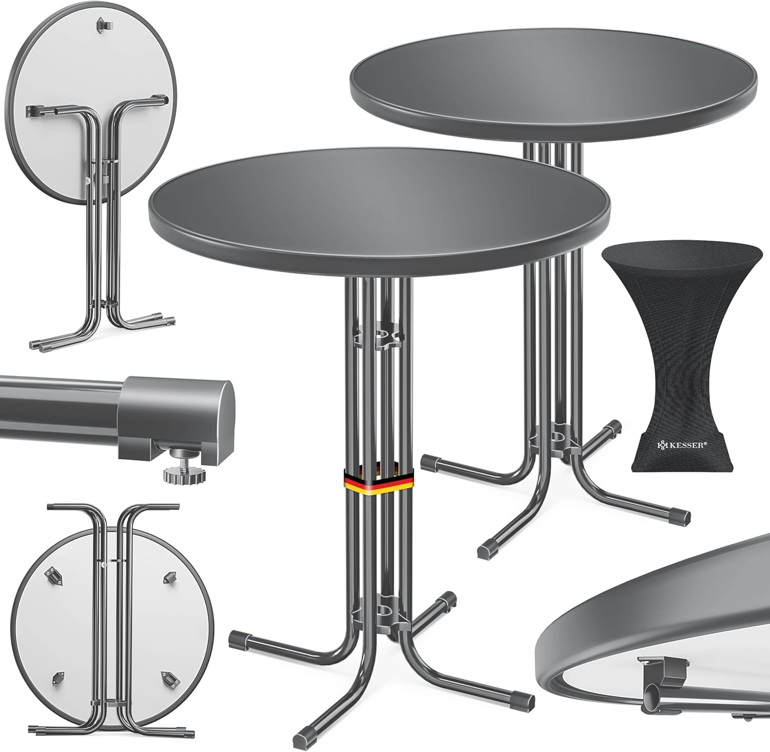 Thumbnail 6 de KESSER® Stehtisch klappbar 2er Set Ø70cm rund – wetterfest, inkl. höhenverstellbarer Füße