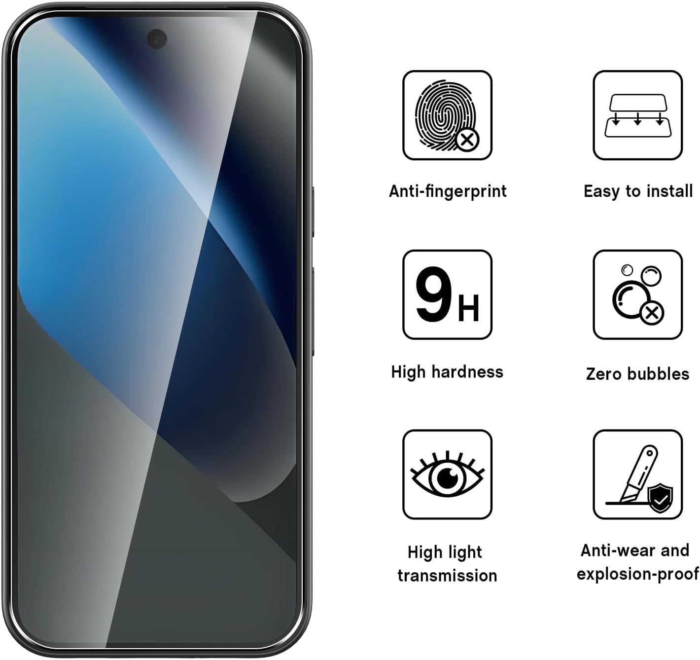 Thumbnail 2 de WFTE 2er Schutzfolie aus gehärtetem Glas für Google Pixel 10A 5G