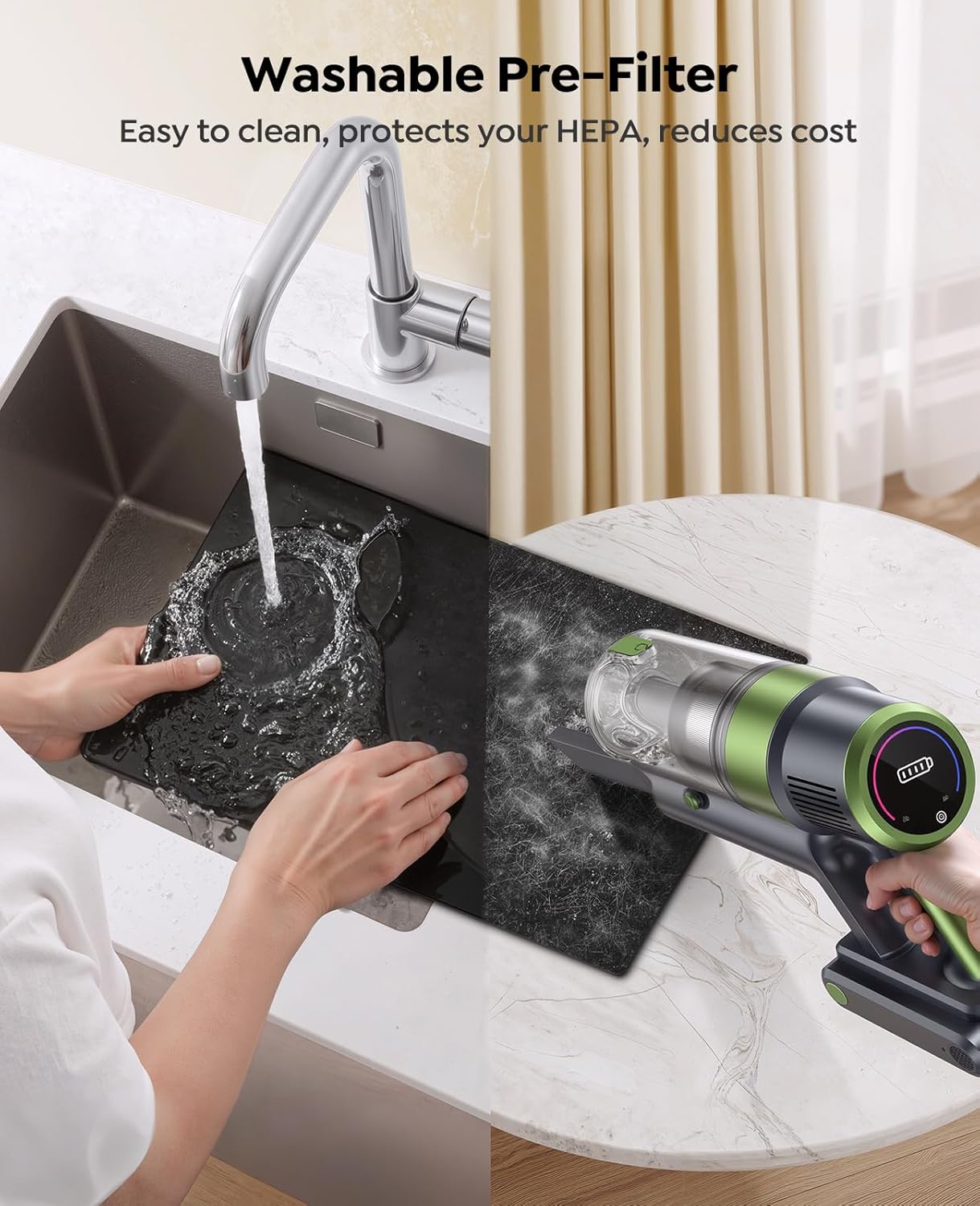 Detalle de Air Purifier for Home Large Room up to 3000 Sq Ft — HEPA, Smart WiFi, Double-Sided Filters