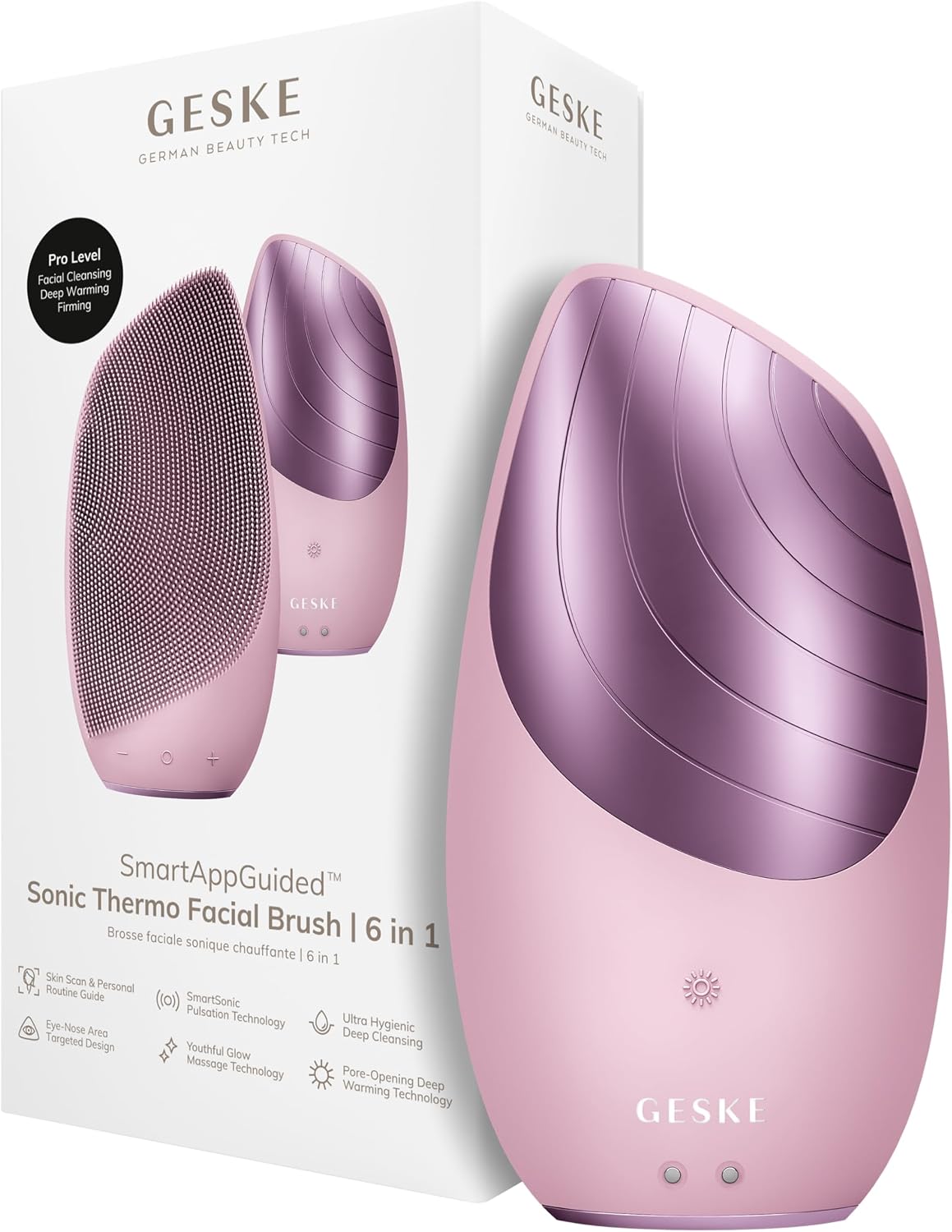 Detalle de GESKE SmartAppGuided™ Sonic Thermo Facial Brush – silikonowa szczoteczka grzejąca