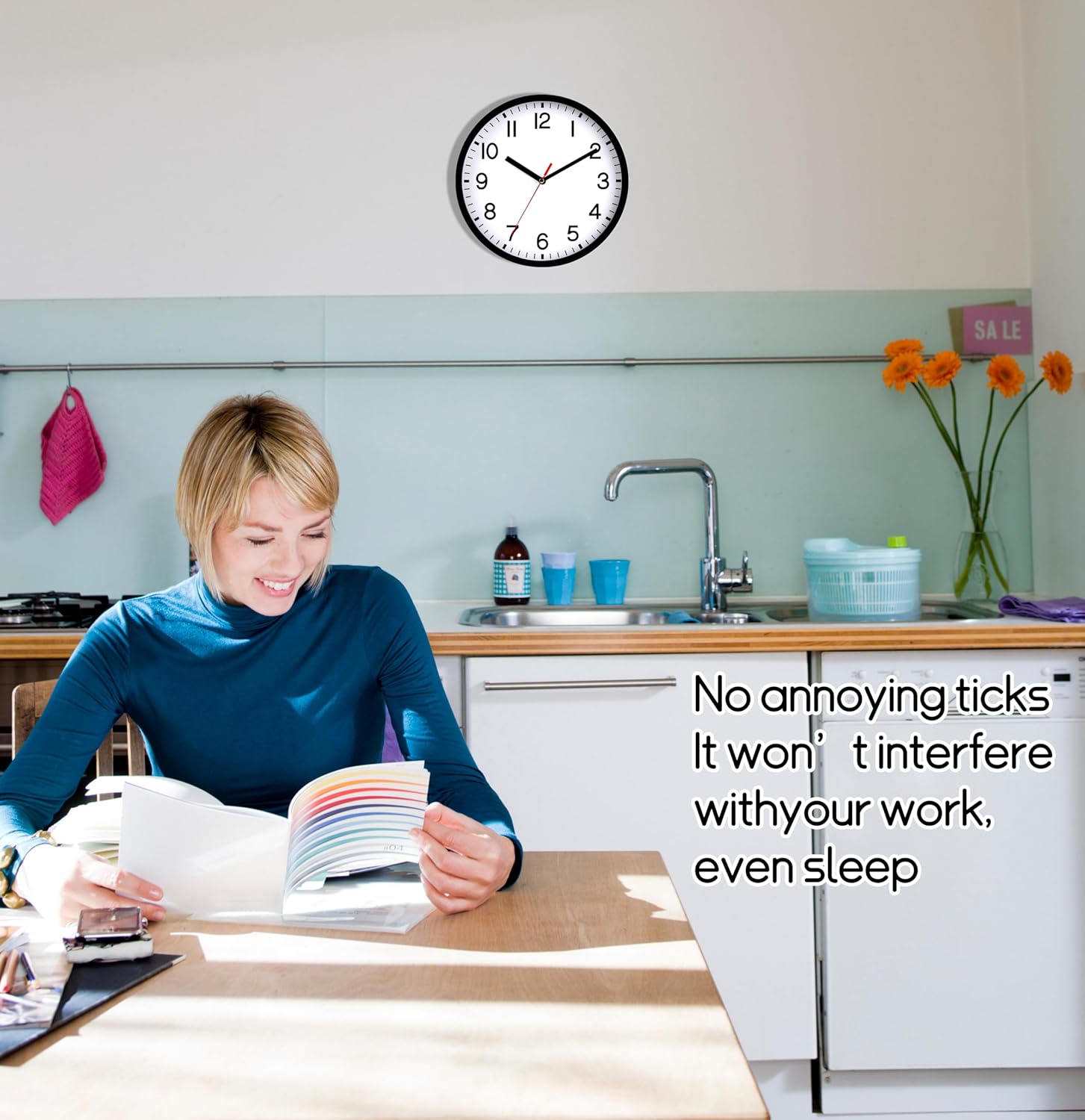 Thumbnail 4 de Wall Clock Silent Non Ticking 9" Quartz