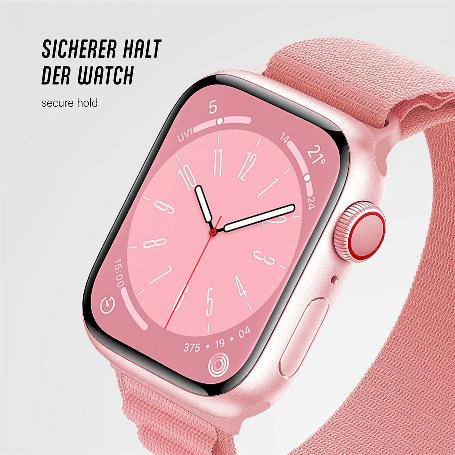 Detalle de ONEFLOW Active Loop: cinturino in Nylon per Apple Watch 9 (41 mm) — comfort, traspirabilità e resistenza