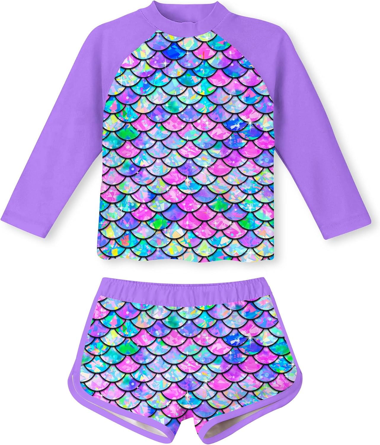 Thumbnail 5 de Vogseek Girls Rash Guard Two-Piece Swimsuit: Long Sleeve UPF 50+ for 3–10 Years