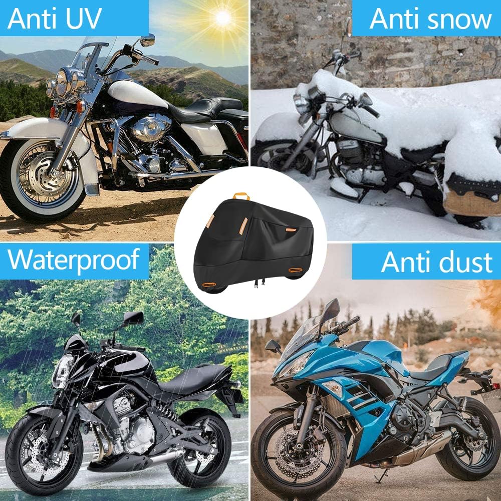 Detalle 2 de SECELES 300D Heavy Duty Motorcycle Cover (XXL) for Outdoor Storage