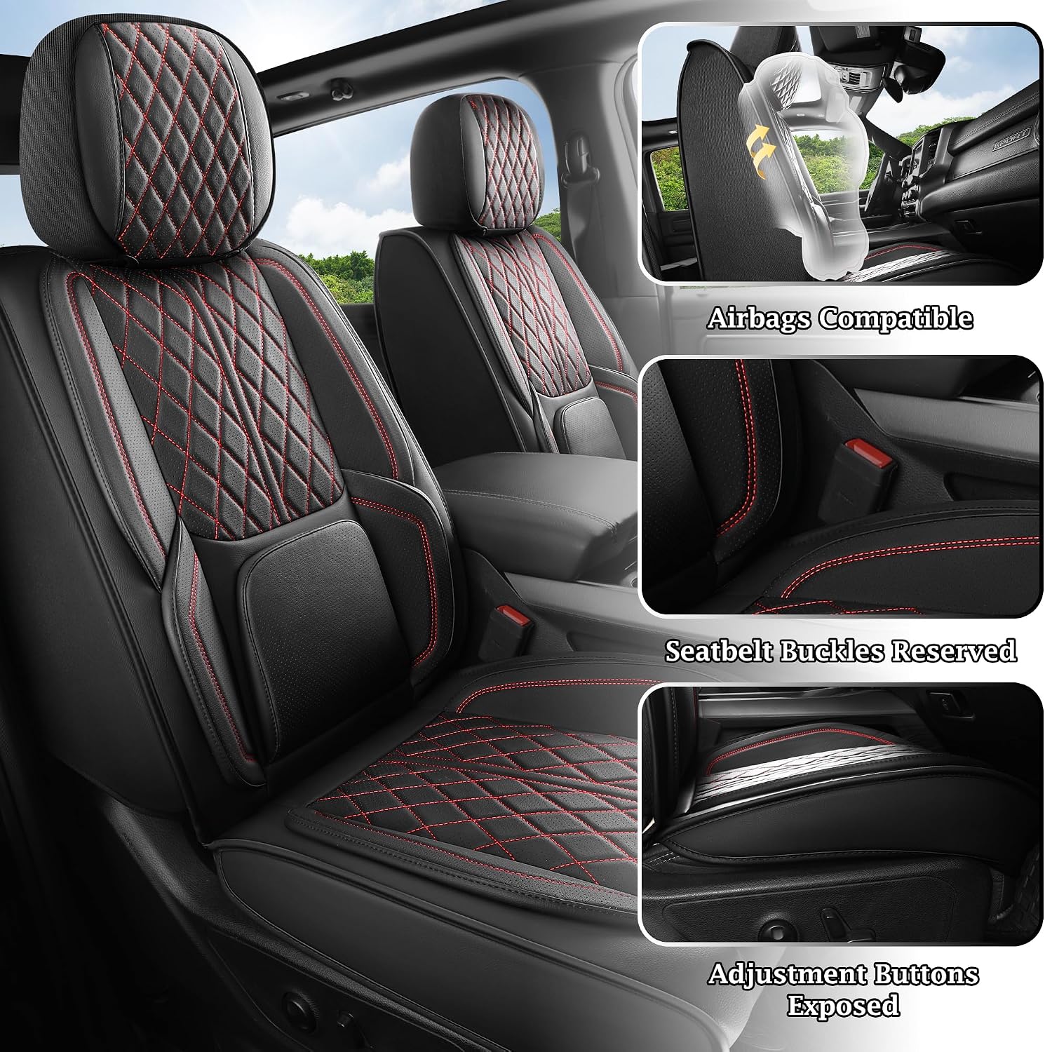 Detalle de DuDuWang Car Seat Covers, Faux Leather