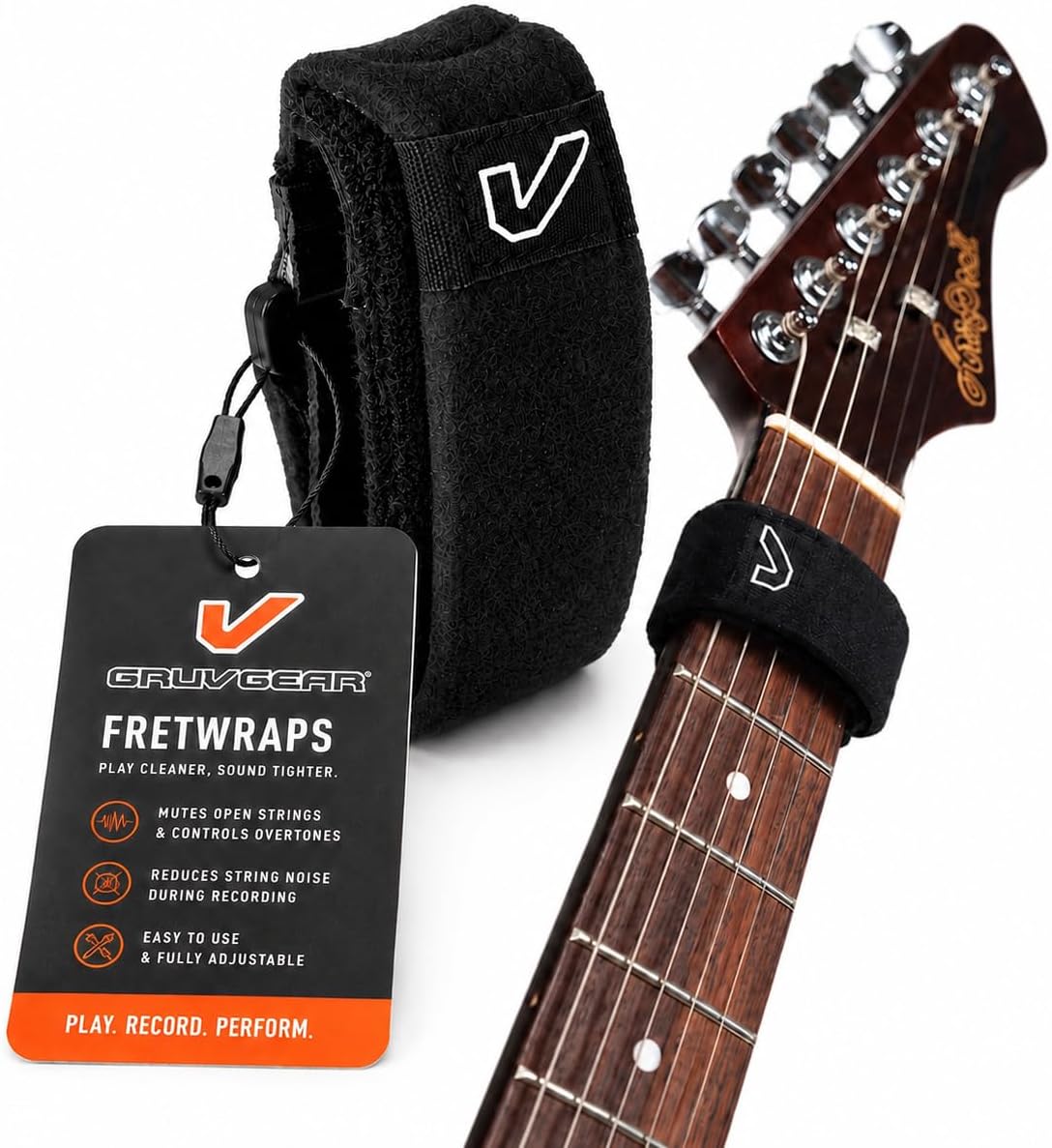 Detalle de Gruv Gear FW-1PK-MD Fret Wrap, Medium Black for 5-String Bass and 7-String Guitar
