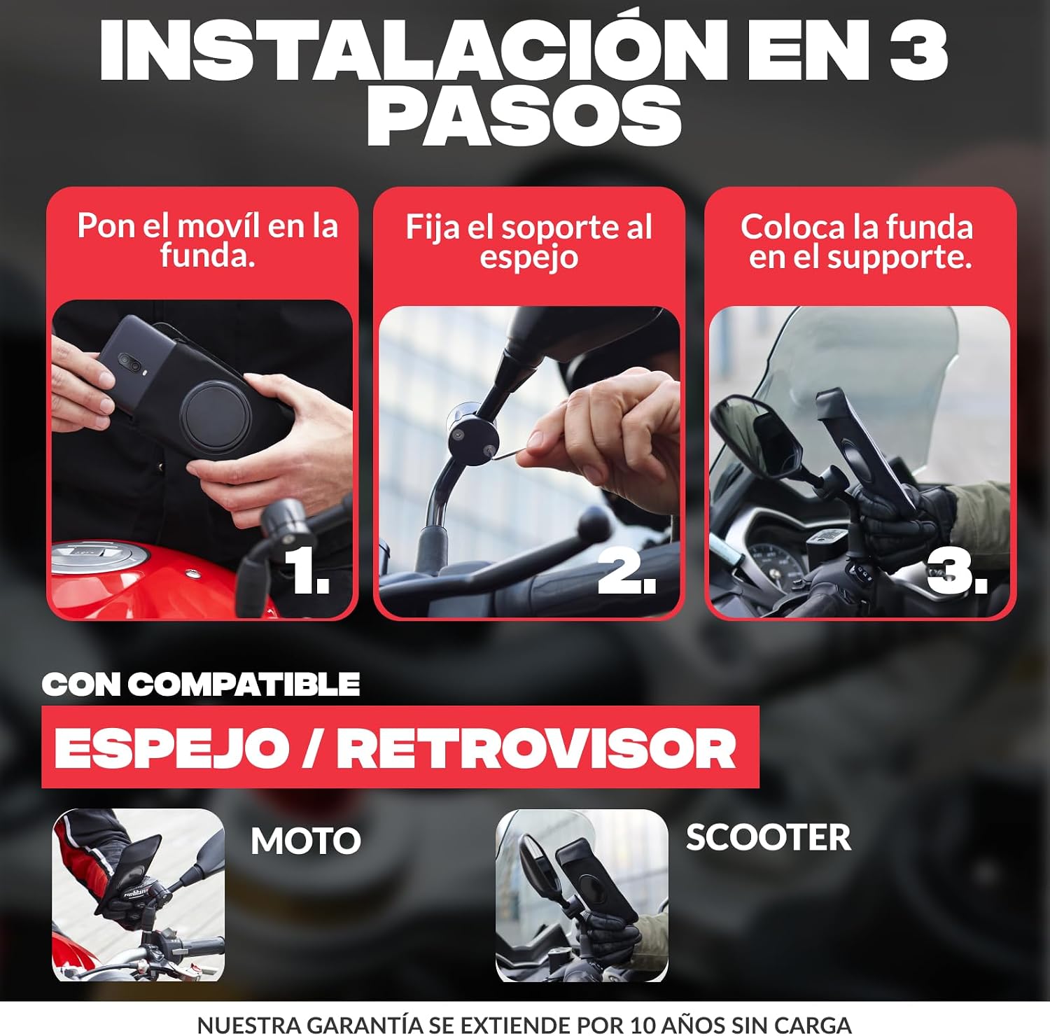 Thumbnail 3 de SHAPEHEART soporte móvil universal para espejo moto