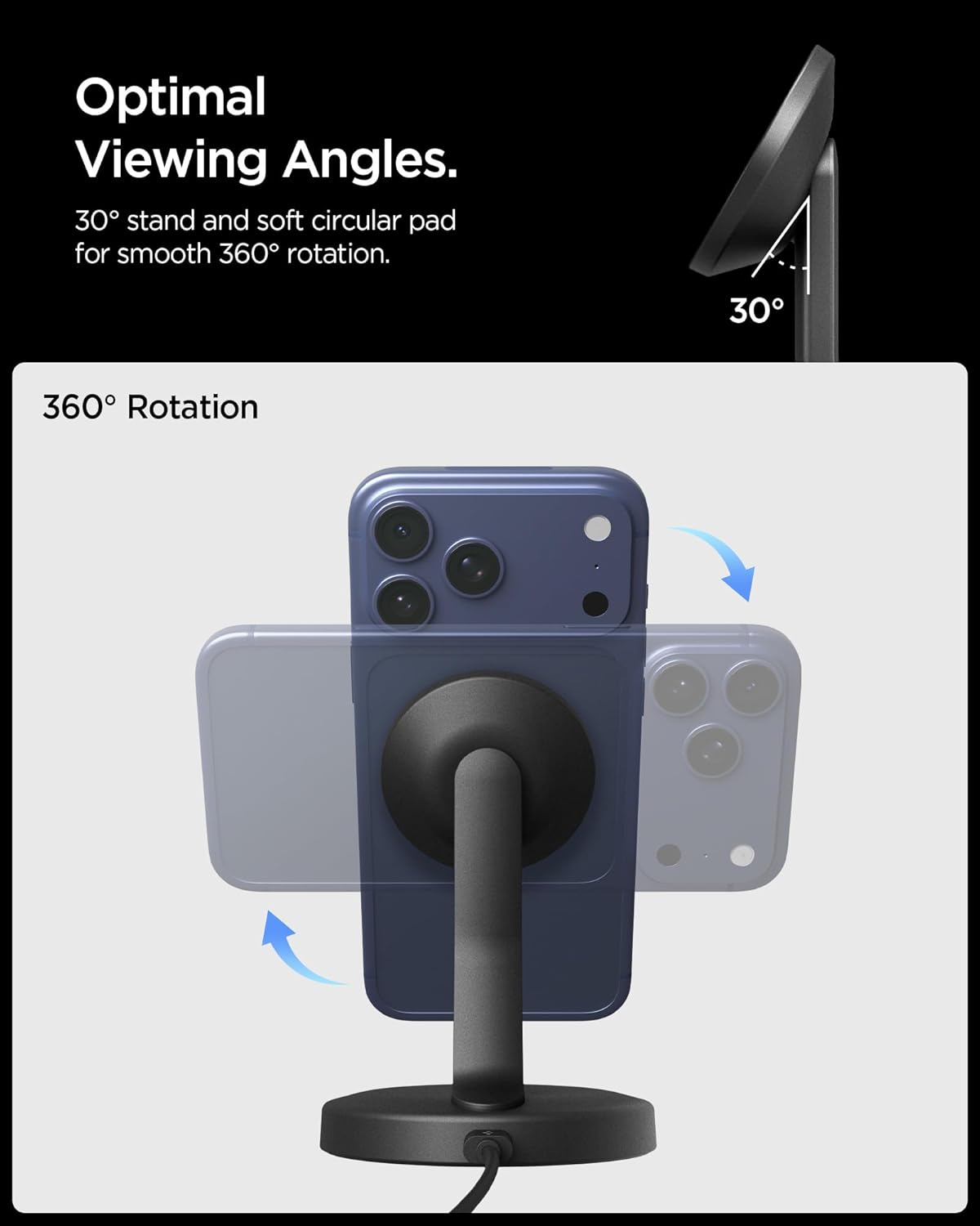 Thumbnail 4 de Spigen Essential 15W MagSafe : chargeur sans fil magnétique avec câble USB-C 60 W (station) – Noir