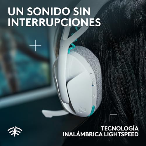 Detalle de Logitech G G321 Lightspeed: auriculares inalámbricos gaming en blanco