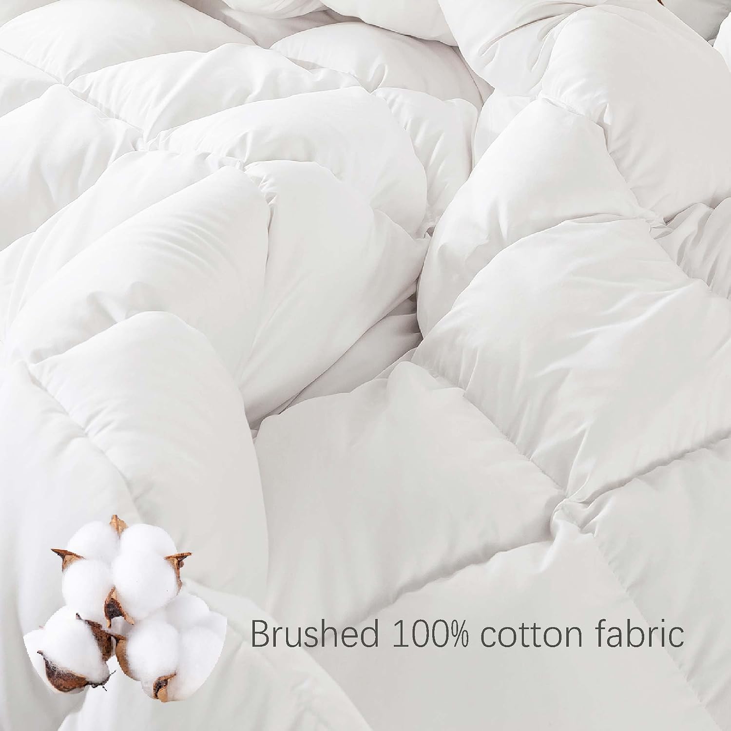 Detalle de WhatsBedding CA-GOLD-DC-LPT-HQ Queen Feather-Down Comforter with Cotton Cover