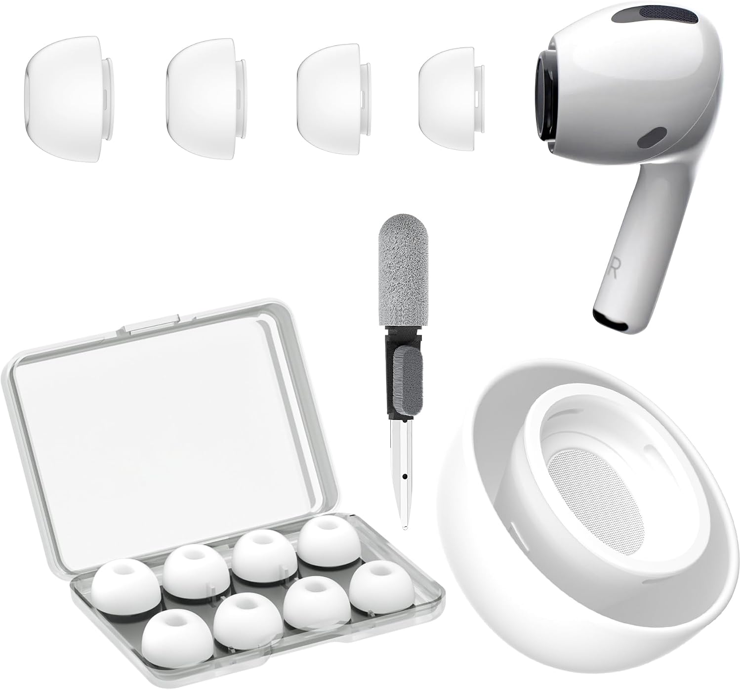 Detalle de YISH Y922W-EU-DI ersättningsproppar för AirPods Pro och Pro 2, silikon i fyra storlekar