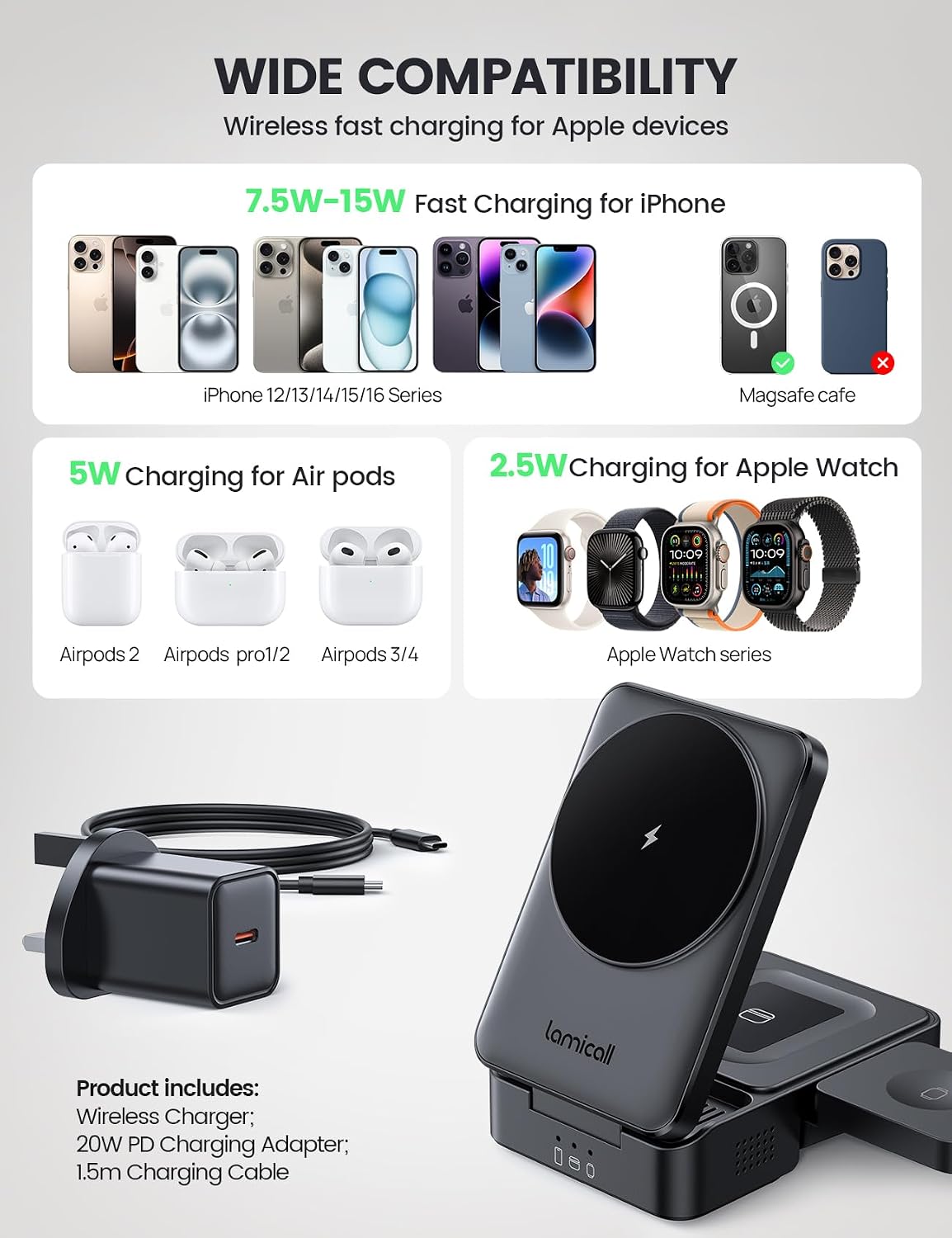 Thumbnail 5 de Lamicall 3in1 MagSafe Charger Stand for iPhone