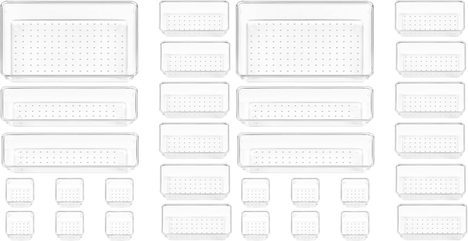 Thumbnail 6 de Vtopmart 15 Pack Drawer Organisers — 4-Size Clear Drawer Trays for Makeup, Kitchen, Office and More